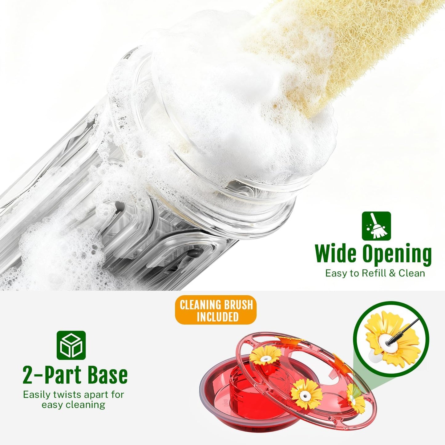 Birdream 2 Pack Hummingbird Feeders for Outdoors Hanging, Plastic Bird