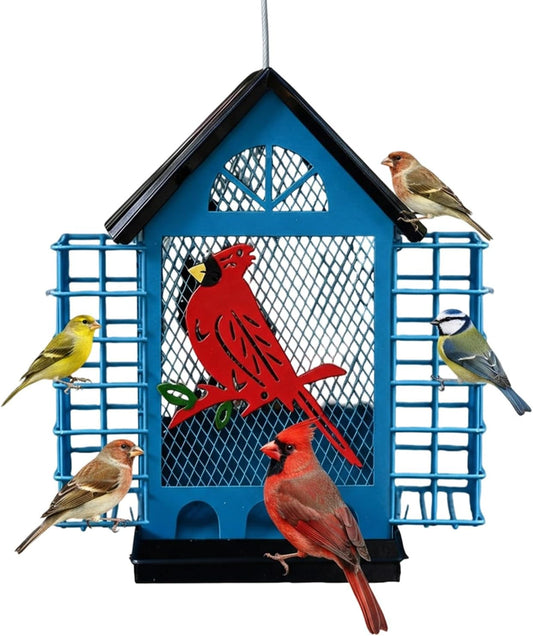 Bird Feeders for Outdoors | Birdwatching Feeding Station with Double Suet Cages,Bird Feeders for Outdoors Squirrel Proof,for Cockatiels Finches Lovebirds Budgies Yard Balcony Patio Deck Gazebo