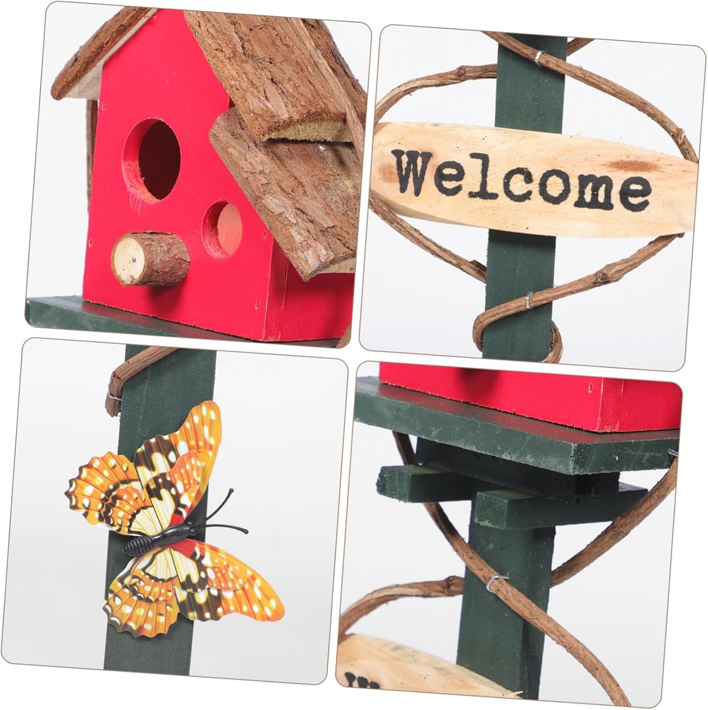 Bird Houses Yard Stake Bird Nest Garden Decorative Sticks Yard Stake Decor Wood Birdhouse with Stake Bird House on Stake Standing Bird Feeder The Bird's Nest Rattan Decorations