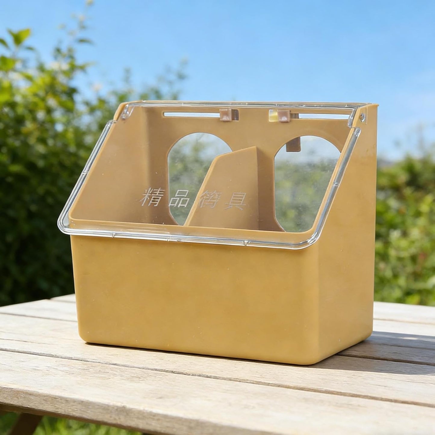 Bird Feeder for Pigeons - Backyard Seed Station for Safe Outdoor Feeding | Weather Resistant Tray with Multiple Compartments, Clear Container for Easy Monitoring and Cleaning 6.3x5.51x3.74in