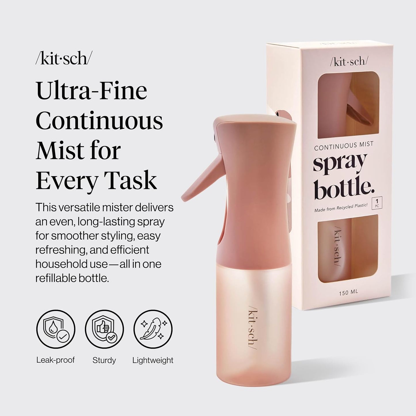 Kitsch Continuous Spray Bottle for Hair – Fine Mist Water Mister & Wat