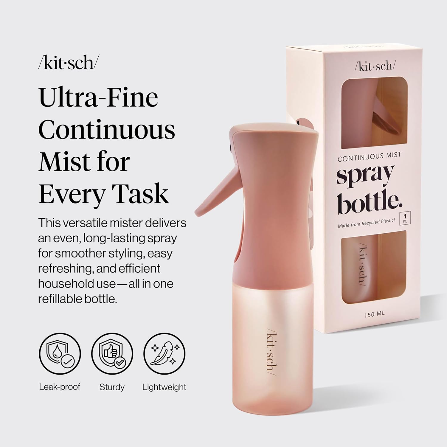 Kitsch Continuous Spray Bottle for Hair – Fine Mist Water Mister & Wat