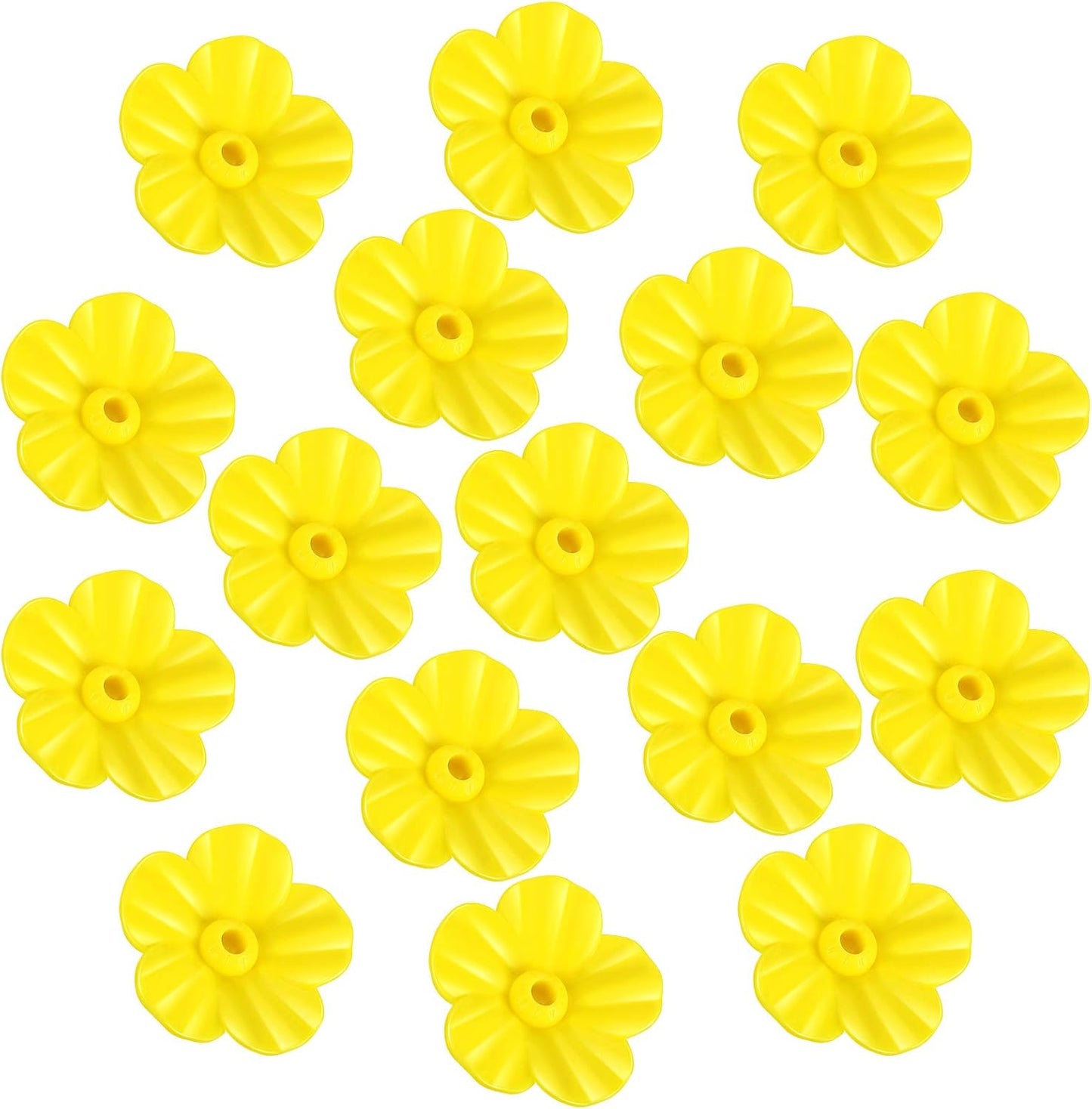 Patelai 16 Pieces Hummingbird Feeders Replacement Flowers, Feeding Ports Pet Bird Feeder Replacement Parts Bee Guards for Outdoors Hanging Hummingbird Feeder, Fit in 7 mm/ 0.28" Holes(Yellow)