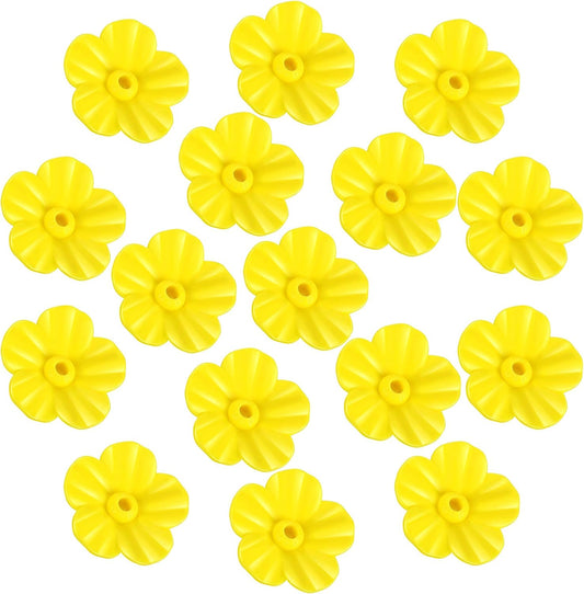 Patelai 16 Pieces Hummingbird Feeders Replacement Flowers, Feeding Ports Pet Bird Feeder Replacement Parts Bee Guards for Outdoors Hanging Hummingbird Feeder, Fit in 7 mm/ 0.28" Holes(Yellow)