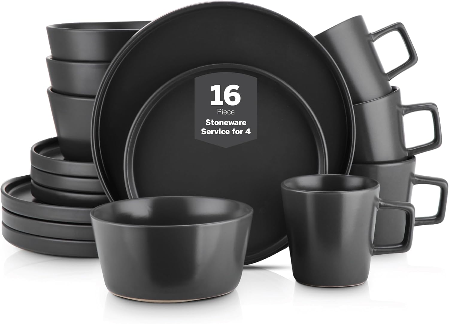 Stone Lain Celina Stoneware 16 Piece Modern Dinnerware Set, Plates and
