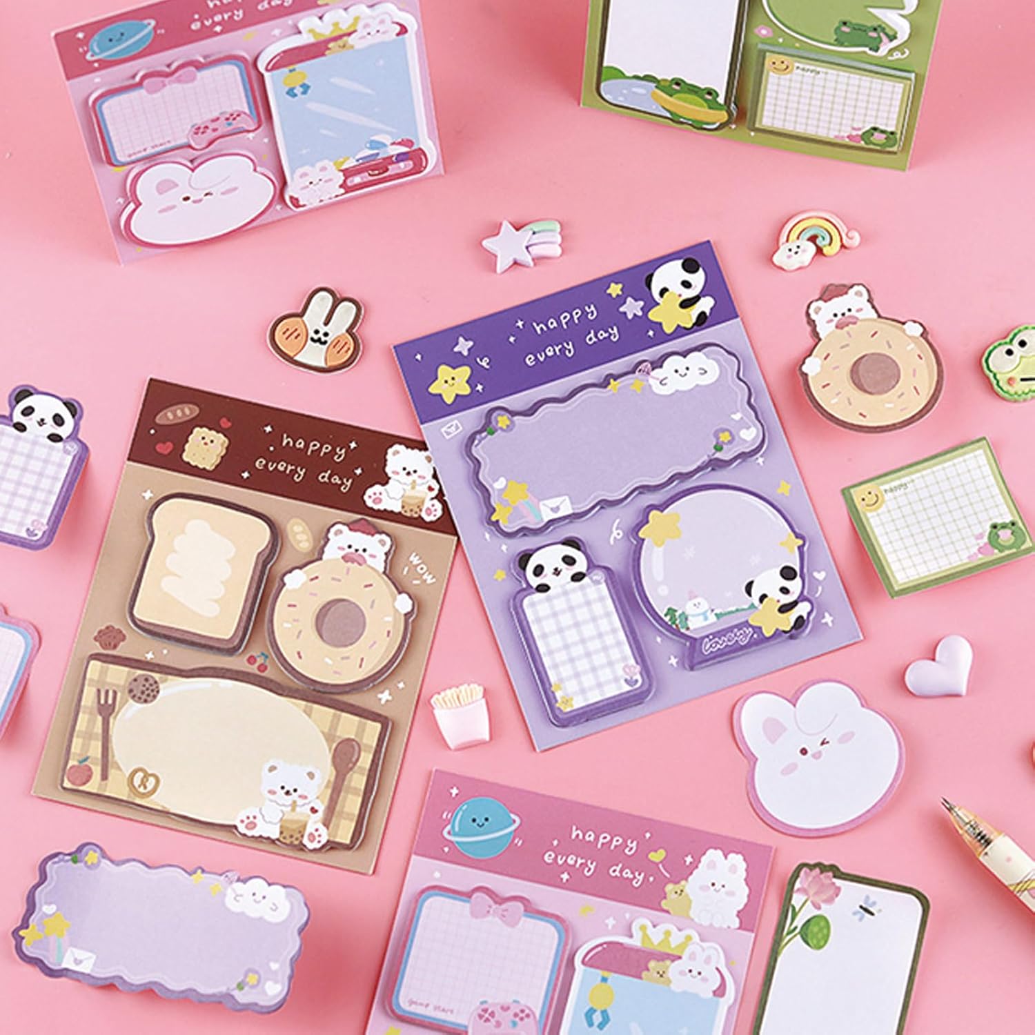 4 Pack Cute Sticky Notes Cartoon Animal Sticky Memo Pads Kawaii Small 