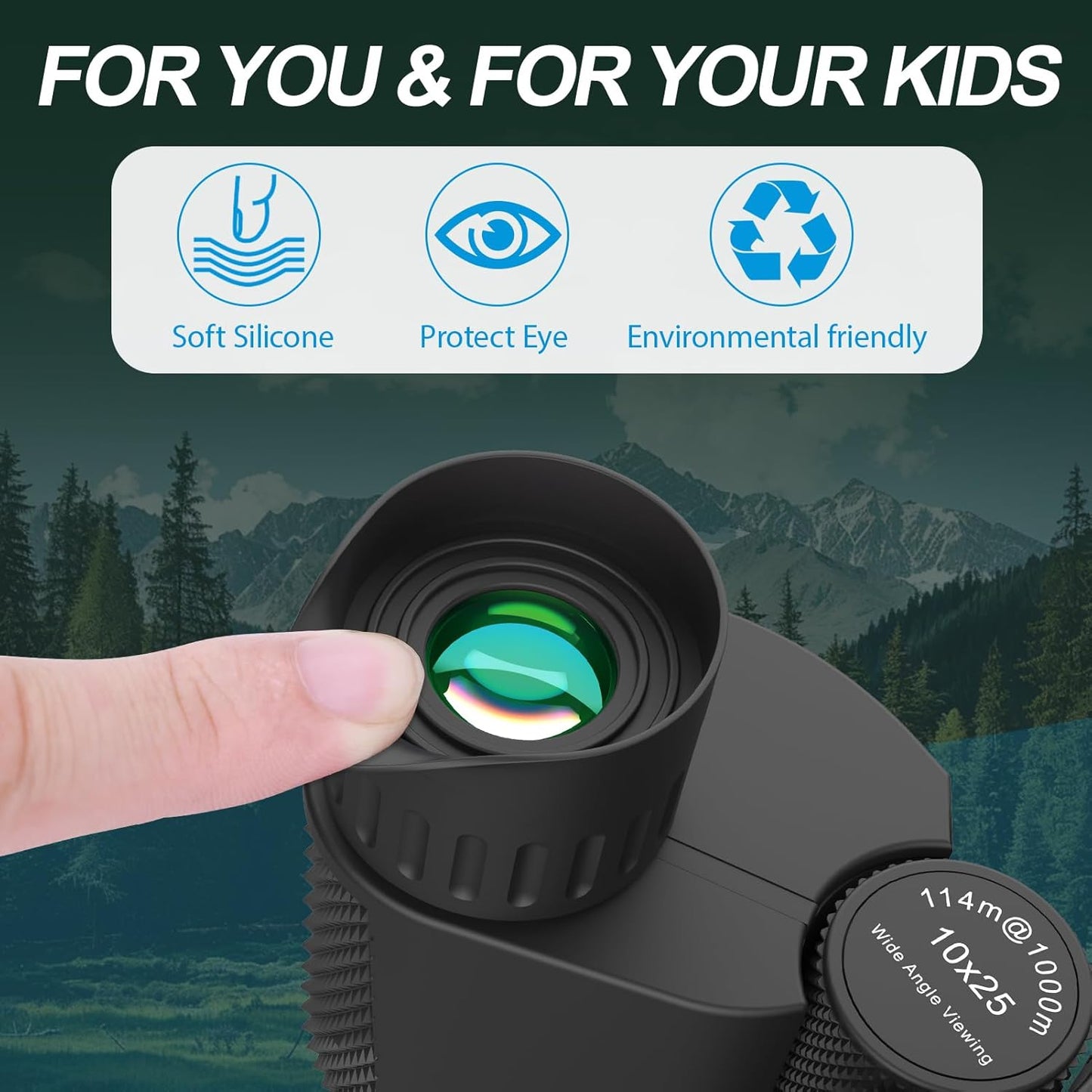10x25 High Powered Binoculars for Adults - Wozel Compact Binoculars for Kids with Large View - Small Pocket Binoculars for Bird Watching Hunting Stargazing Cruise Ship Travel Hiking