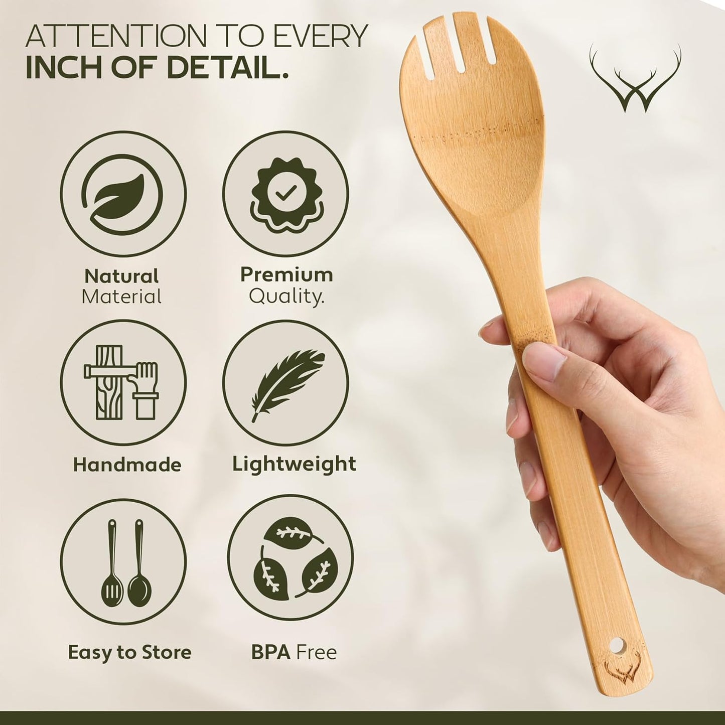 Wooden Spoons for Cooking set of 6 – Premium Wooden Utensil set for everyday use – Versatile Cooking utensils set safe for nonstick pans – Durable wooden spoon kitchen utensils set