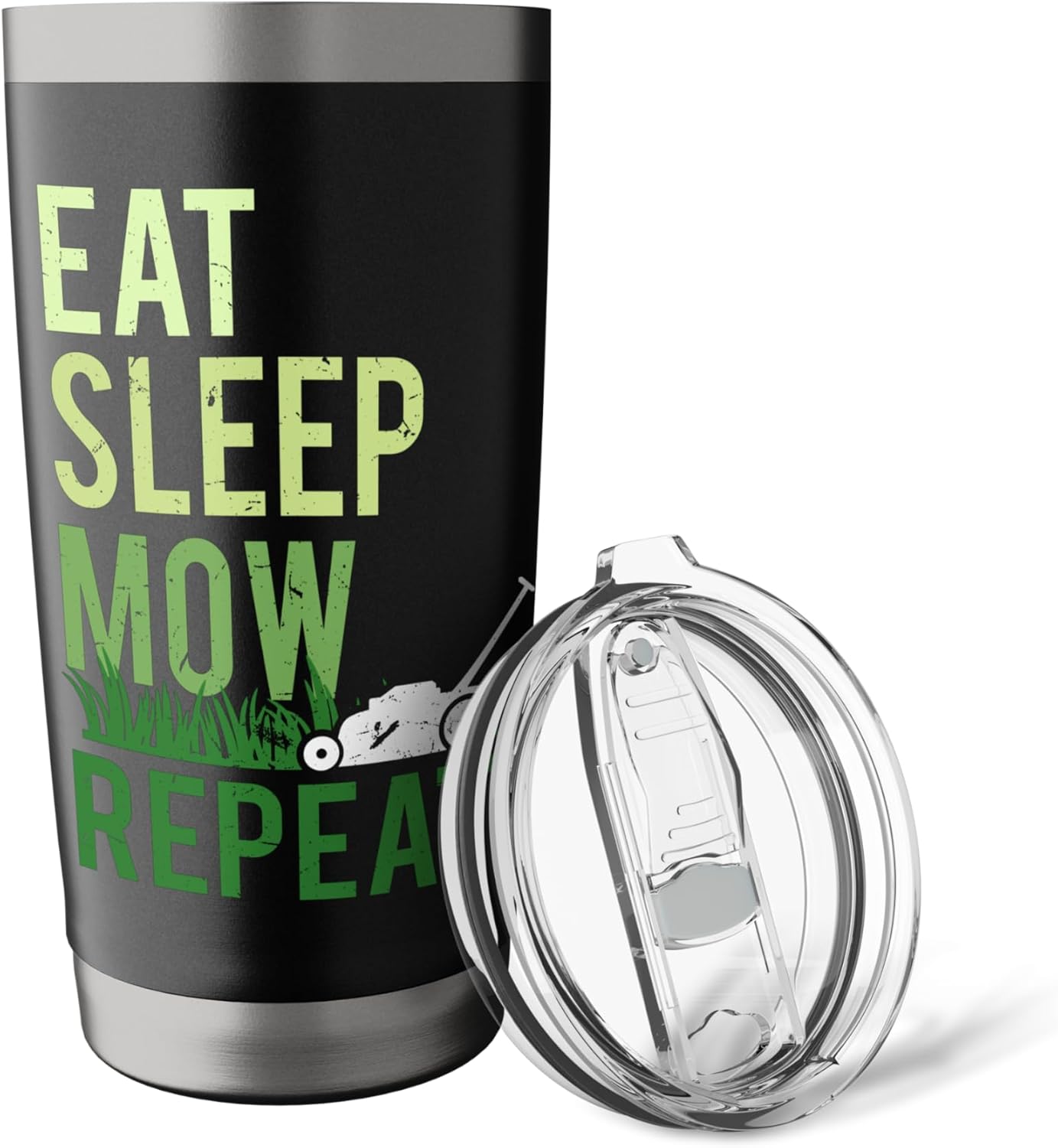 Eat Sleep Mow Repeat Funny Grass Cutting Landscaper Gift Stainless Steel Insulated Tumbler