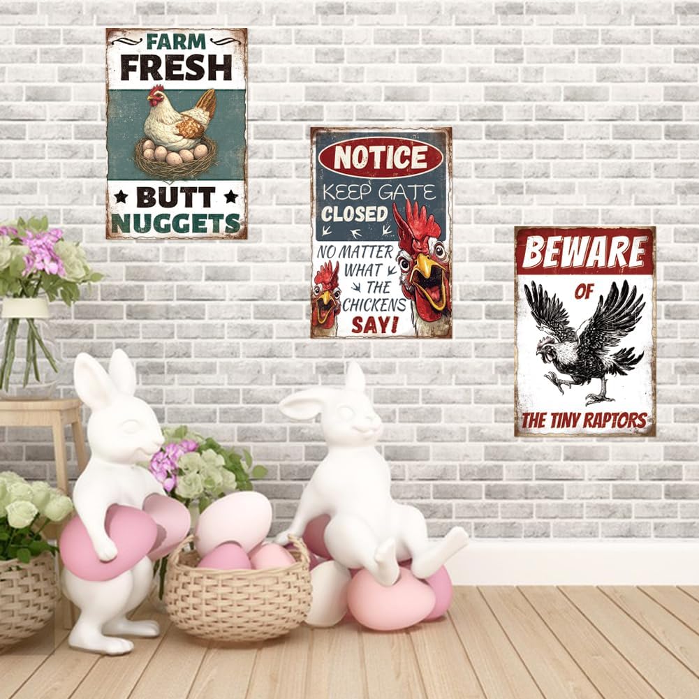 9 Pcs Chicken Coop Signs, Funny Chicken Signs Decor 8×12 Inch, Metal T