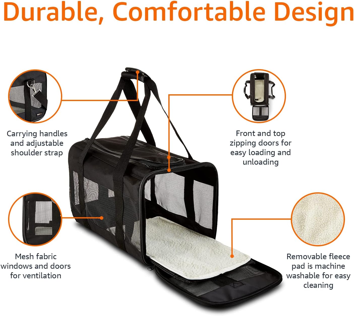 Amazon Basics Airline Approved Soft-Sided Mesh Pet Travel Carrier with