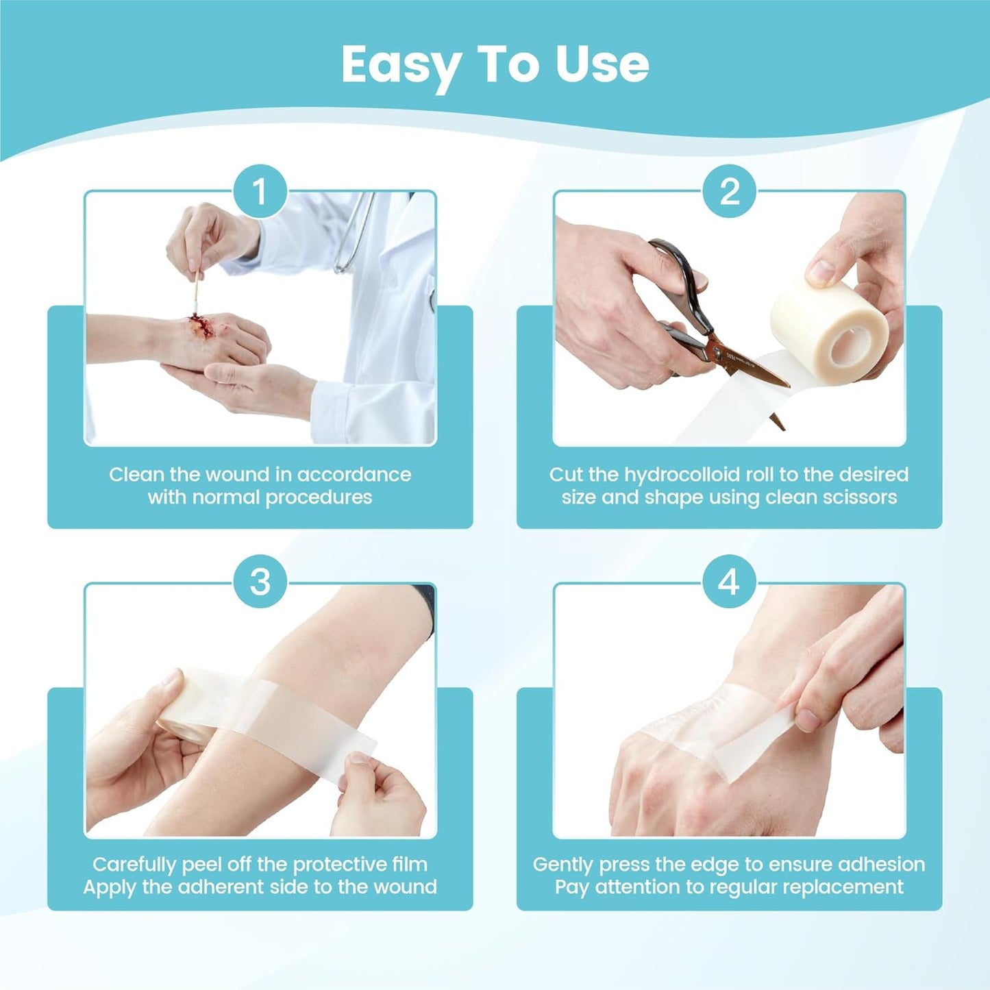 LIFARA Hydrocolloid Roll for Wound Care - Cut-to-Size, Extra Large Hyd