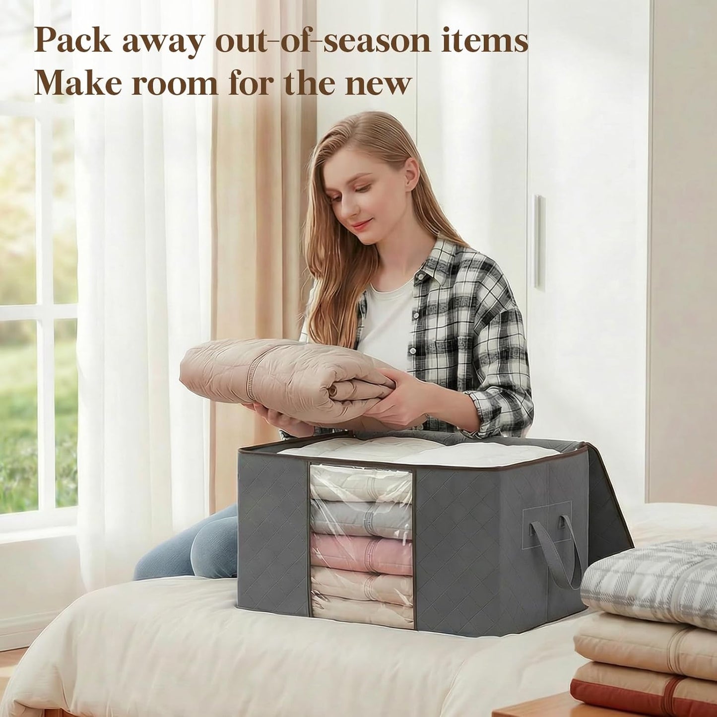 Lifewit 6 Pack Clothes Storage Bins with Lids, Foldable Blanket Storag
