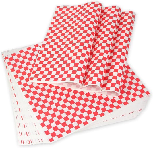 100pcs Deli Paper Sheets 12x12", Premium Food Basket Liners, Grease Resistant Wax Paper Sheets for Food, Classic Checkered Sandwich Wrapping Paper for Party, Festival and Outdoors, JIRNGLA