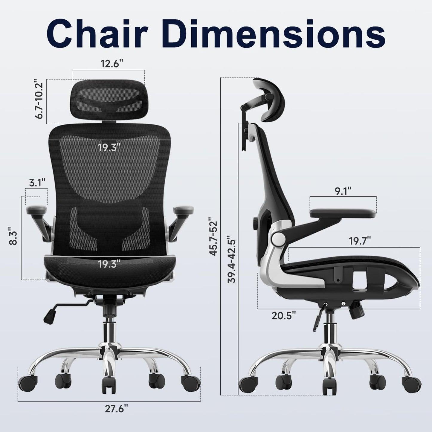 Ergonomic Office Chair, Mesh Seat Cushion with 3D Armrests and 3D Head