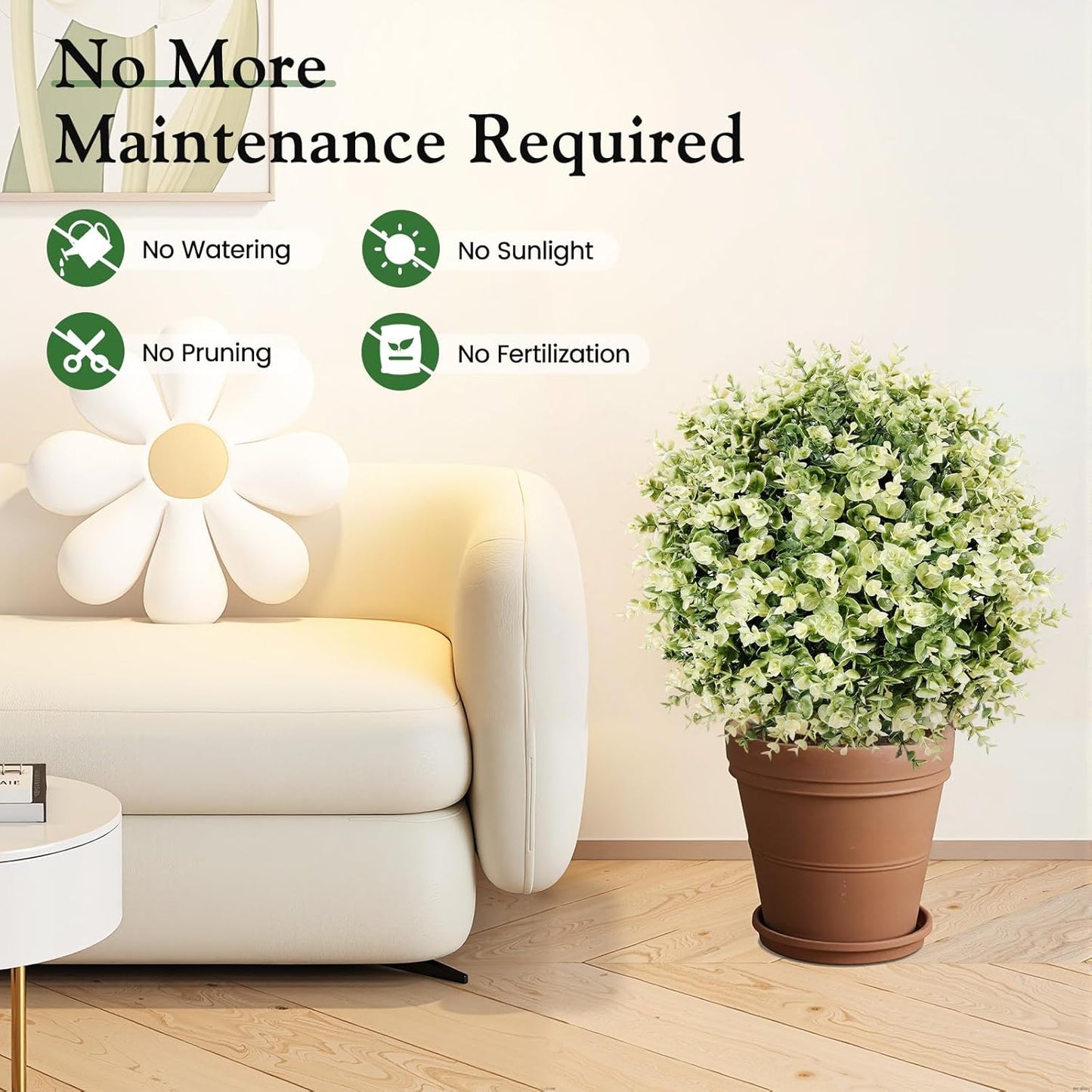 Lewondr Artificial Boxwood Topiary Ball Trees, 22.83'' Fake Plants Out