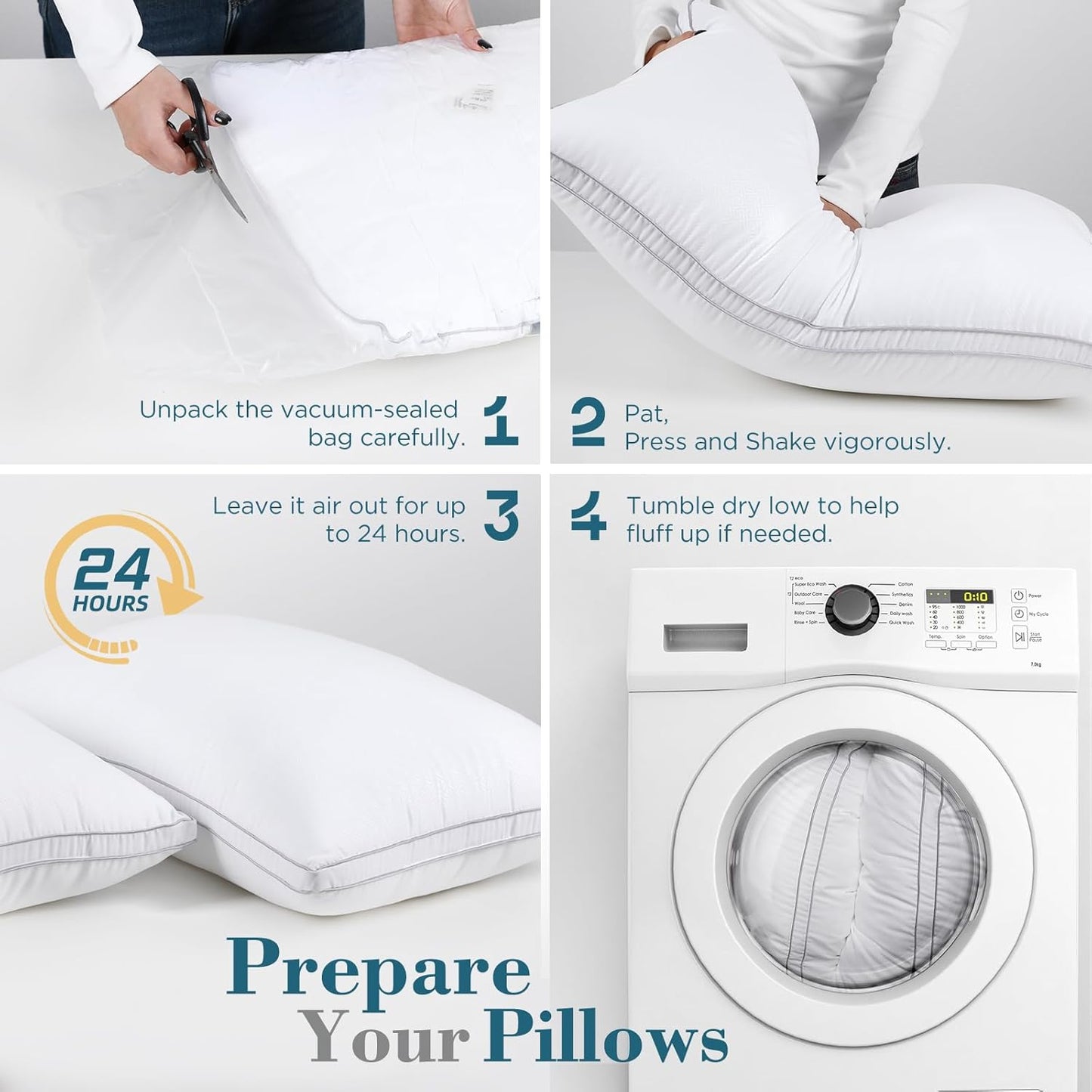viewstar Pillows Queen Size Set of 2, Hotel Quality, Down Alternative Gusseted Bed Pillows for Side, Back, or Stomach Sleepers, White
