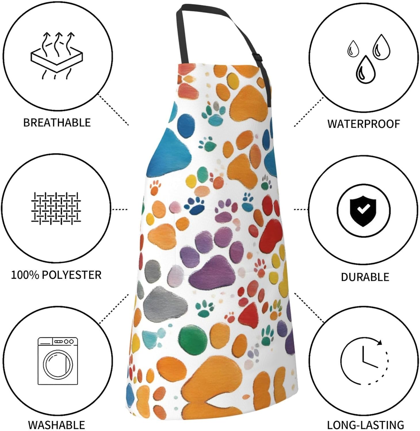 Paw Prints Art 1 print Waterproof chef's apron with pocket apron for k