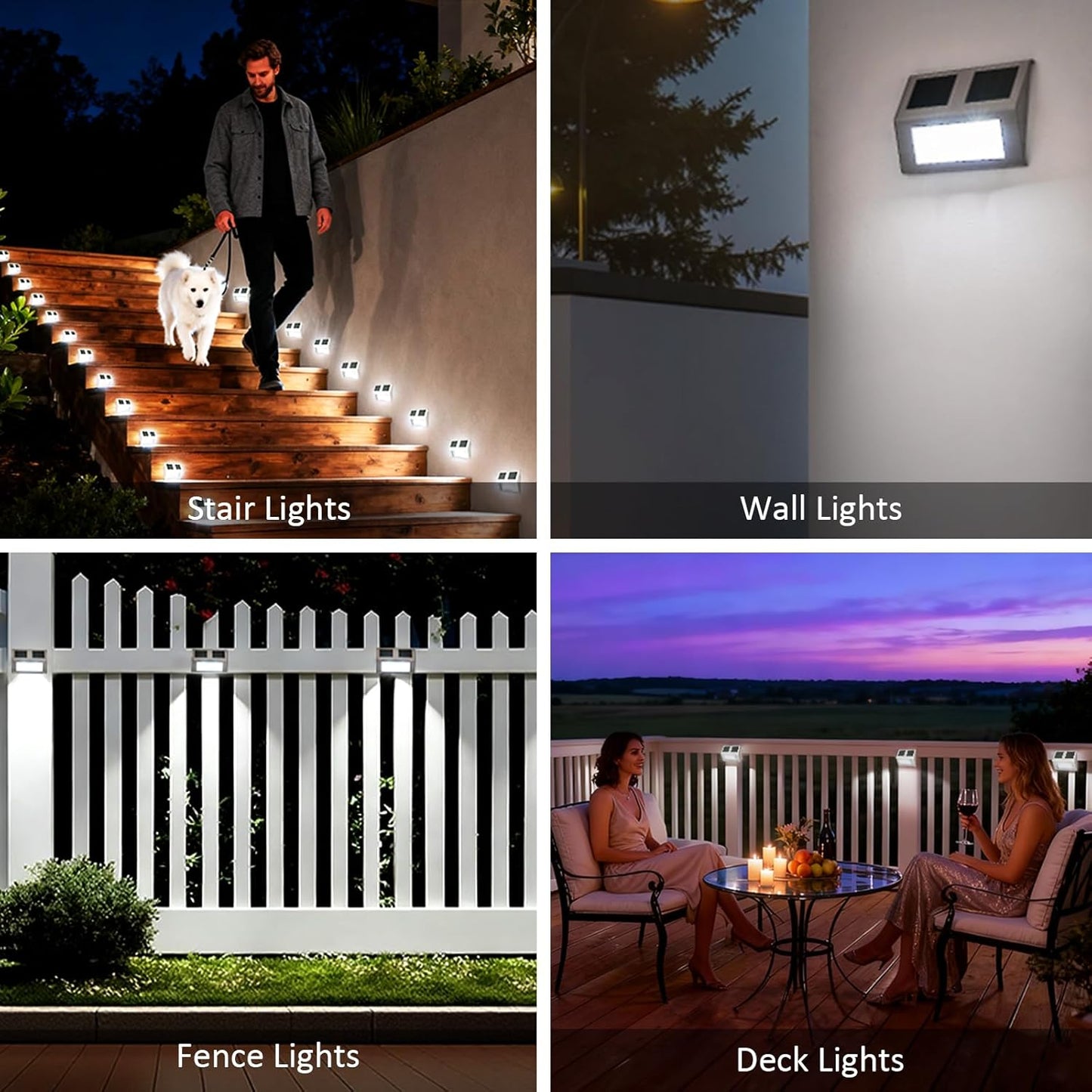 Solar Step Lights, 6 Pack Outdoor Waterproof Stair Lights, Super Bright 6500K Cool White Light, Outdoor Solar Deck Light Decor for Garden Stairs, Front Step, Fence, Yard, Wall