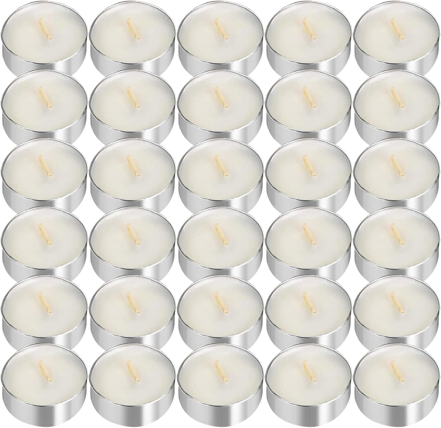 UNBREAKABLE - Tea Light Candles 30 Pack – Unscented Long Lasting 2.5 Hour Burn – White Smokeless Tealights for Decoration, Holiday, Party, Wedding, Home Use