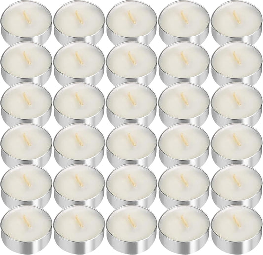 UNBREAKABLE - Tea Light Candles 30 Pack – Unscented Long Lasting 2.5 Hour Burn – White Smokeless Tealights for Decoration, Holiday, Party, Wedding, Home Use