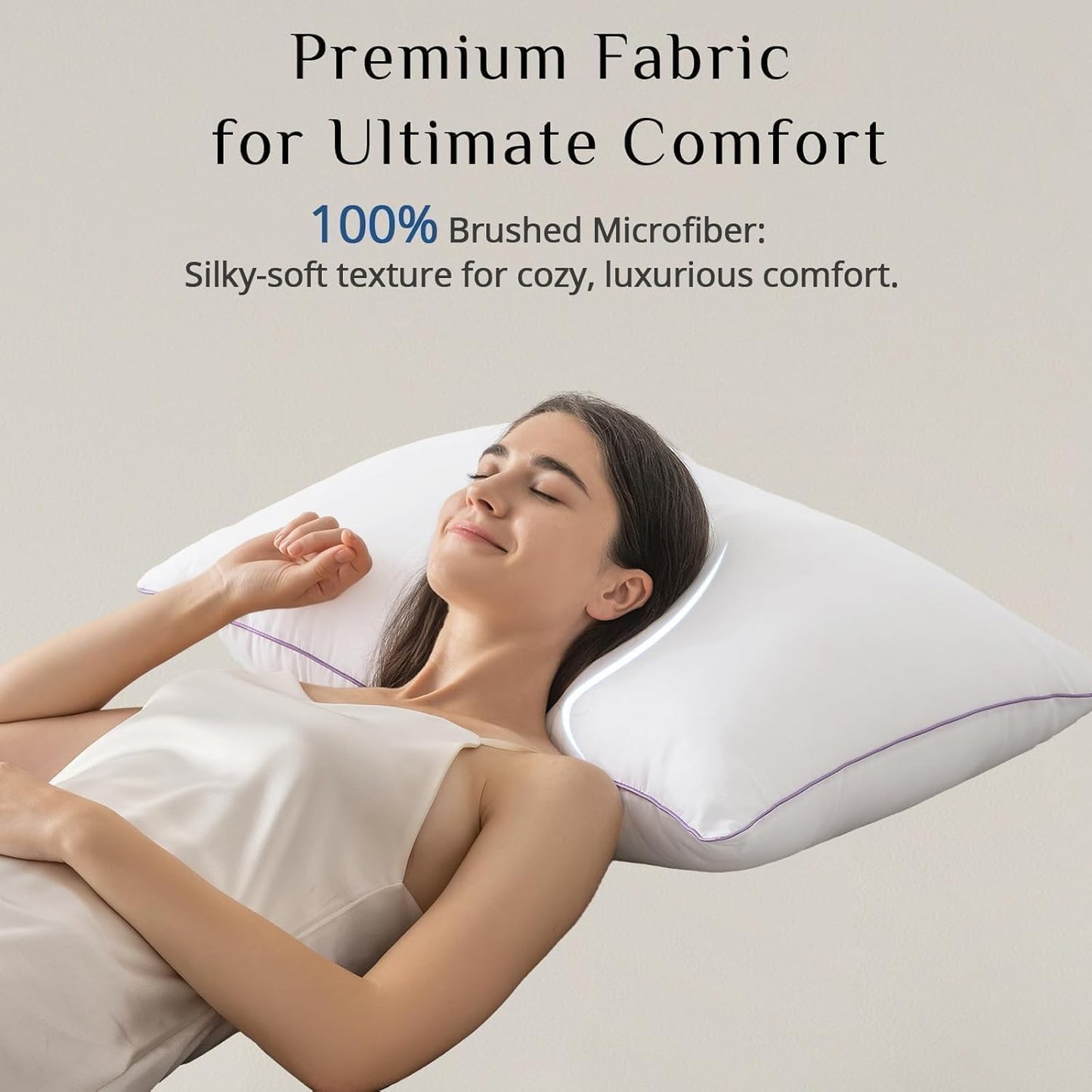 JOLLYVOGUE Pillows Queen Size Set of 2, Soft Supportive Bed Pillows with Super Soft Down Alternative Fill, Luxury Fluffy Hotel Quality for Side, Back, and Stomach Sleepers