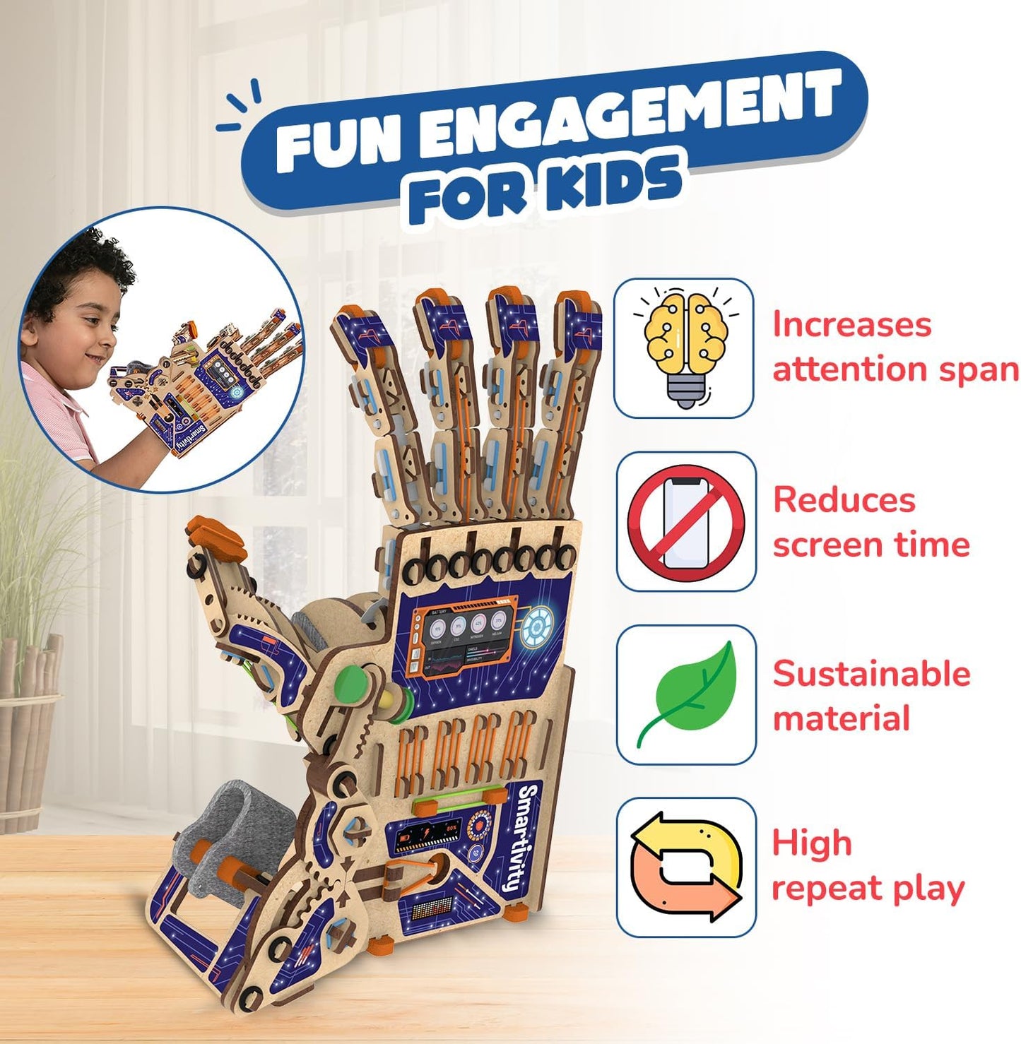 Smartivity DIY Robotic Mechanical Hand STEM Toy for Kids 8-14 Years Ol