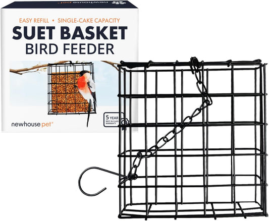 Newhouse Pet Single Cake Suet Basket Bird Feeder NHP-Suet-BLK, Small H
