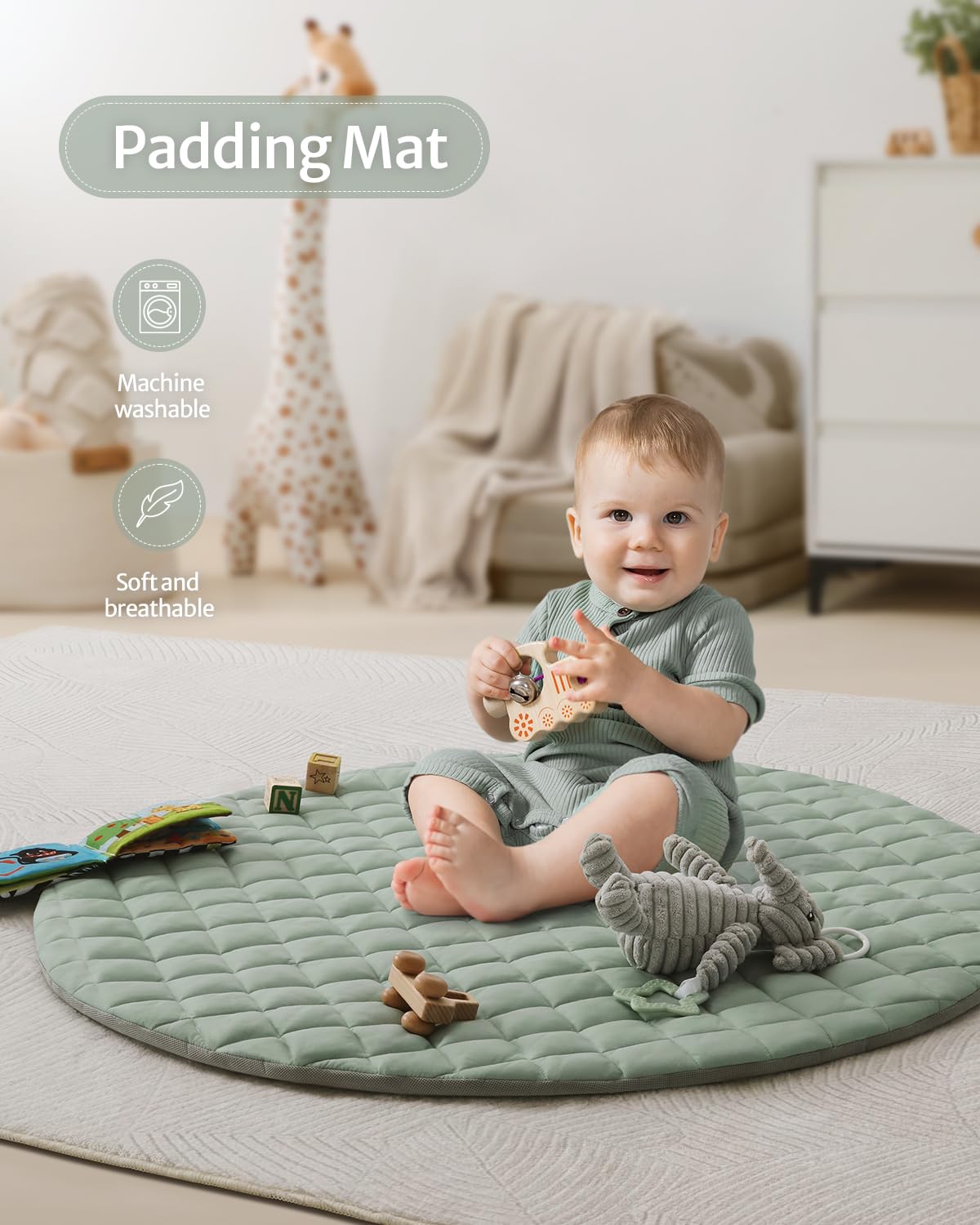 Blissful Diary Baby Play Gym Mat, Play Mat Activity Mat with 6 Detacha