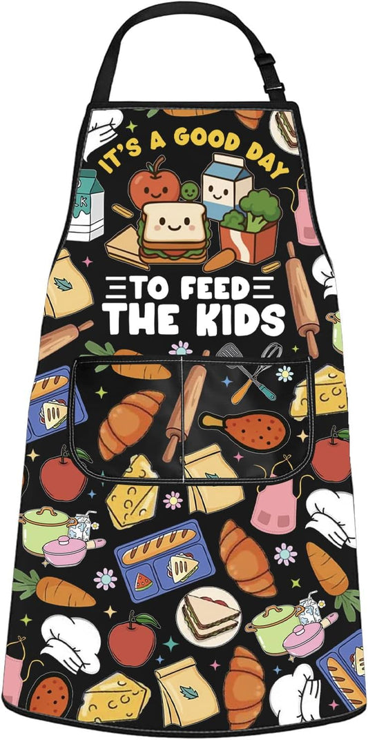 WCGXKO It’s A Good Day to Feed the Kid Kitchen Apron Lunch Lady Squad Appreciation Gift Funny Lunchtime Lunch Routine Gift