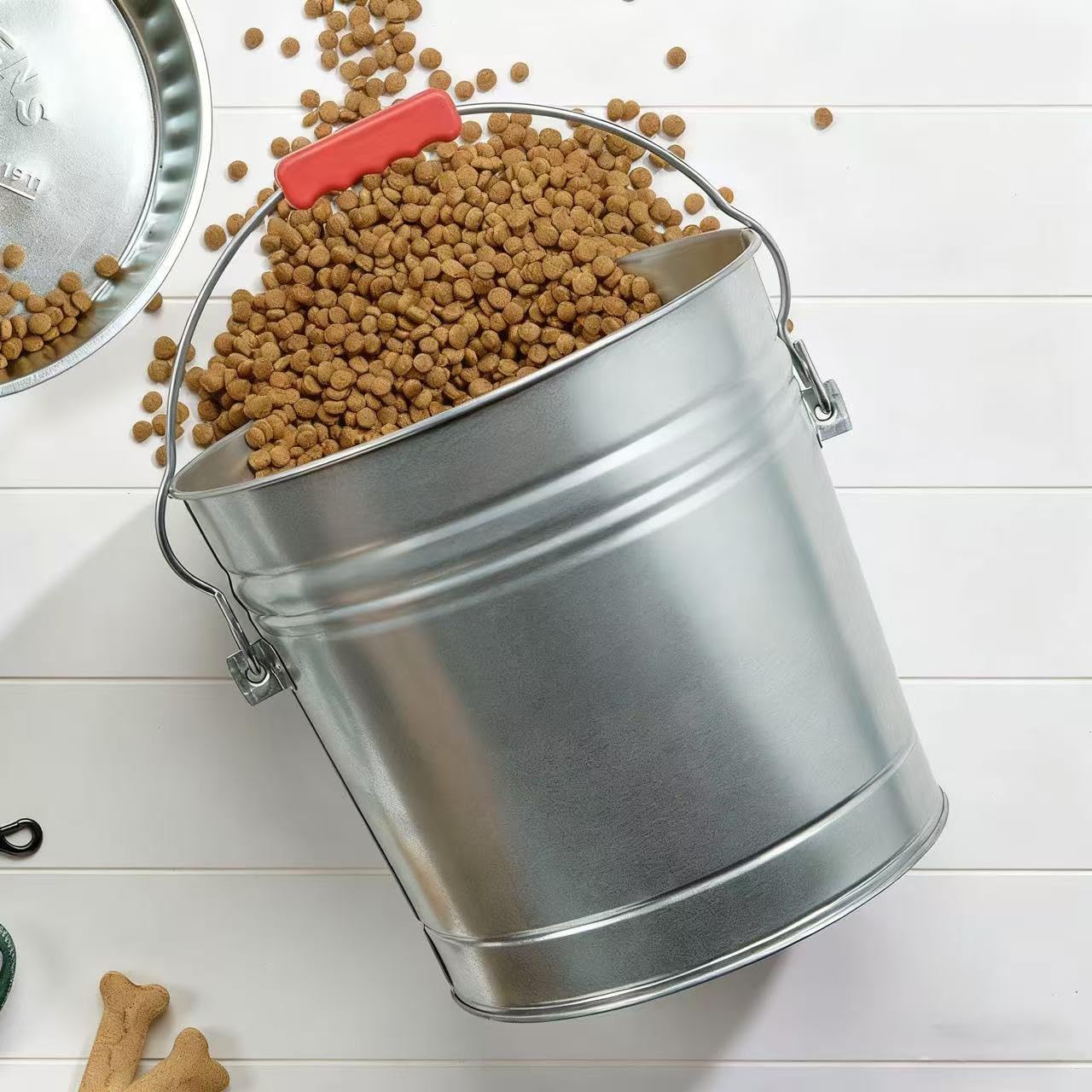 6-Gallon Galvanized Steel Storage Can with Locking Lid, Airtight Food 