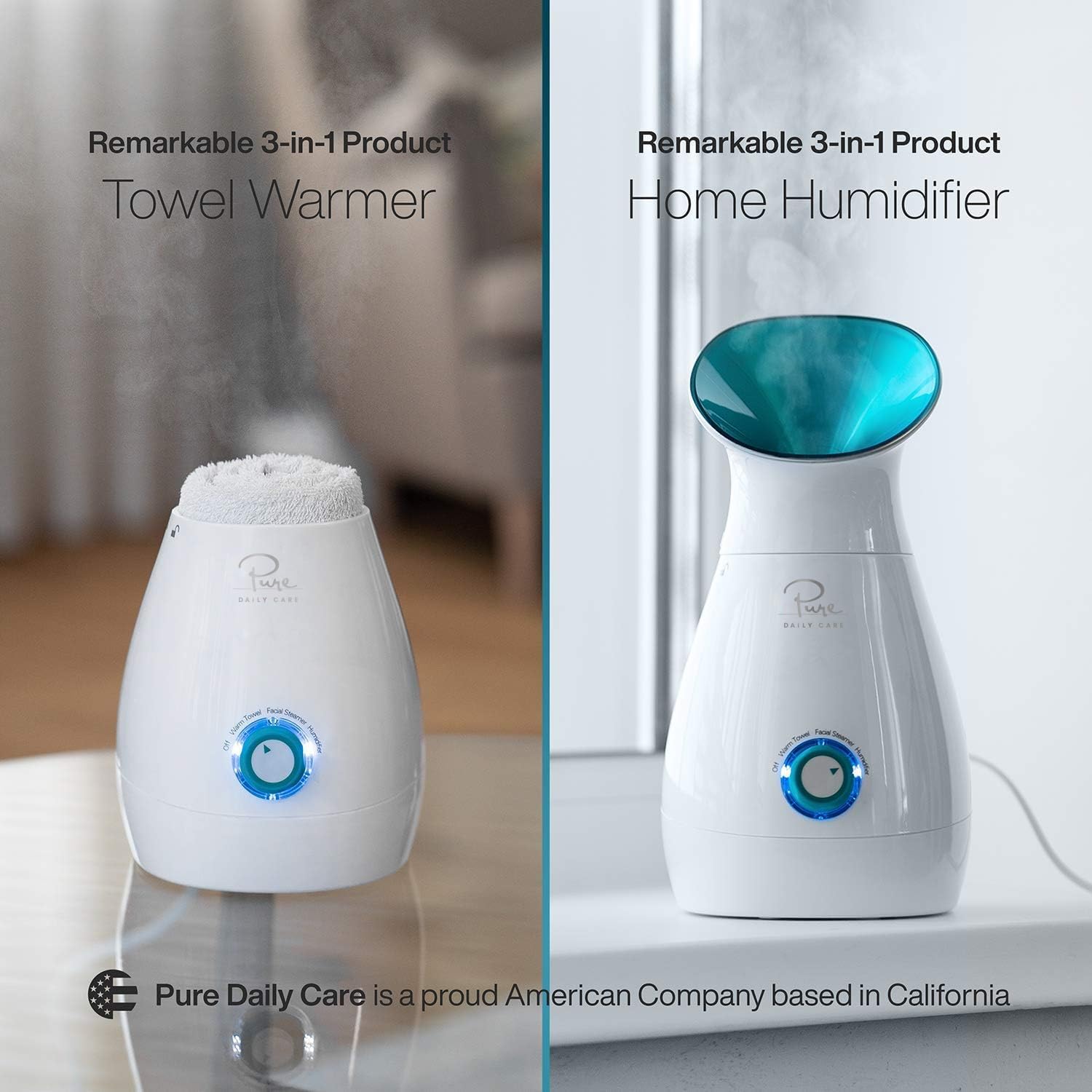 Pure Daily Care NanoSteamer Large 3-in-1 Nano Ionic Facial Steamer wit