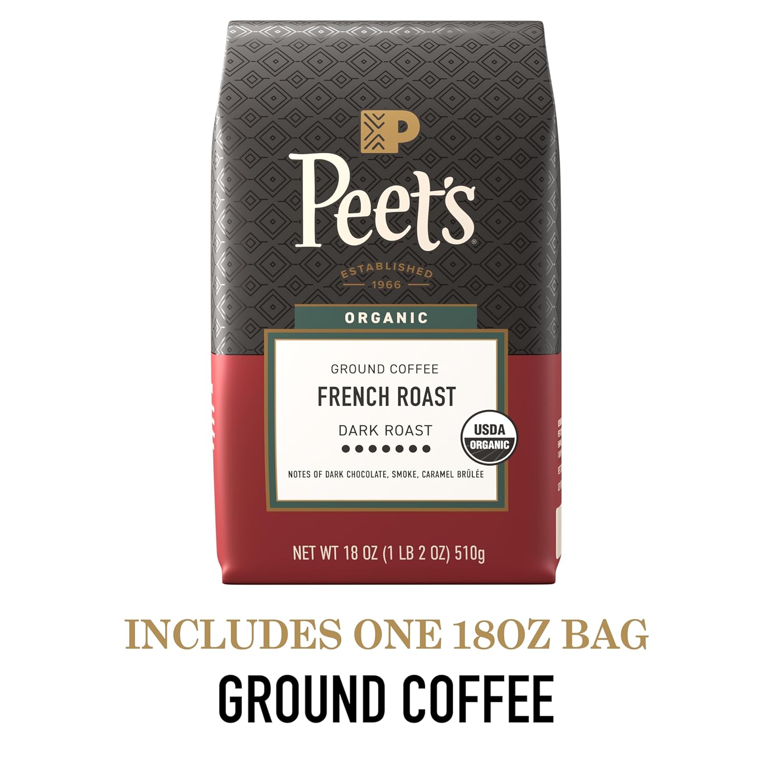 Peet's Coffee, USDA Organic Dark Roast Ground Coffee, 100% Arabica Cof