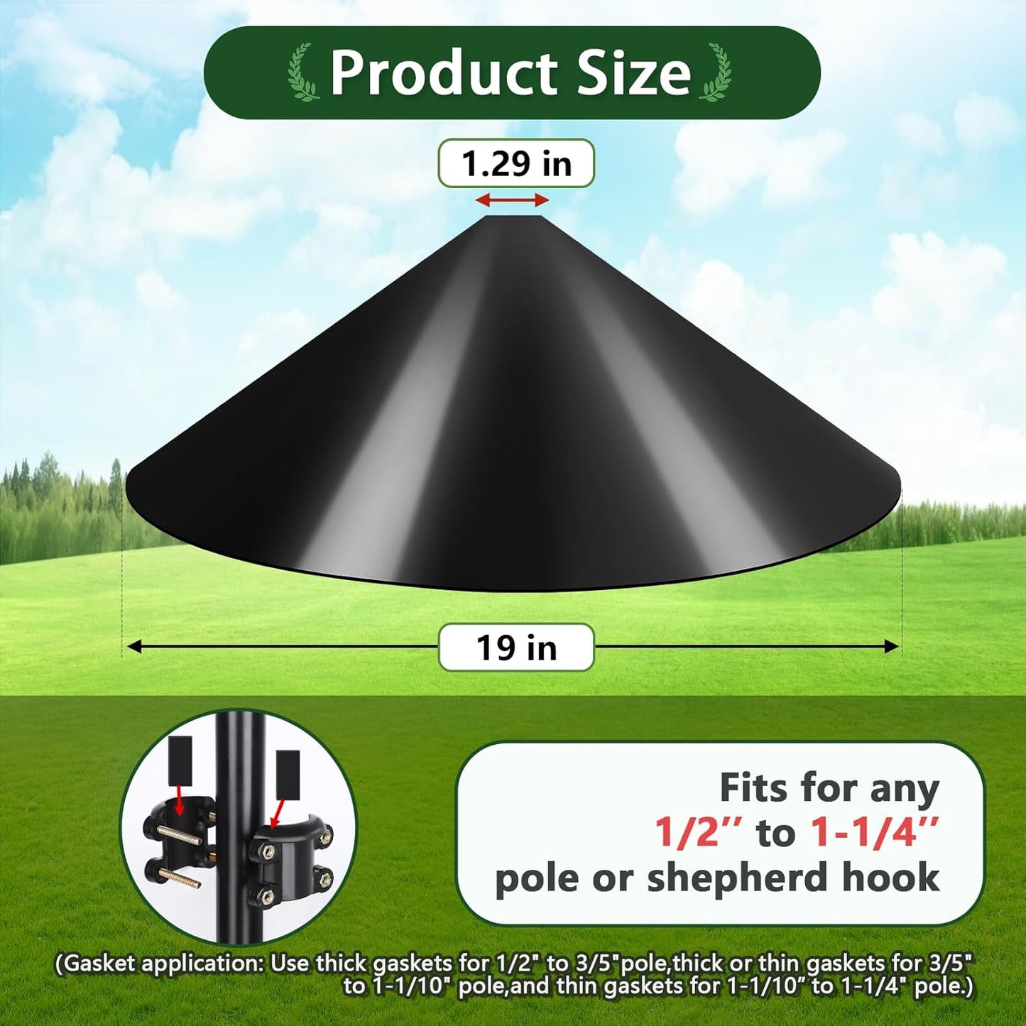 Gtongoko 19 Inch Squirrel Baffle for Bird Feeder Pole Squirrel Guards 