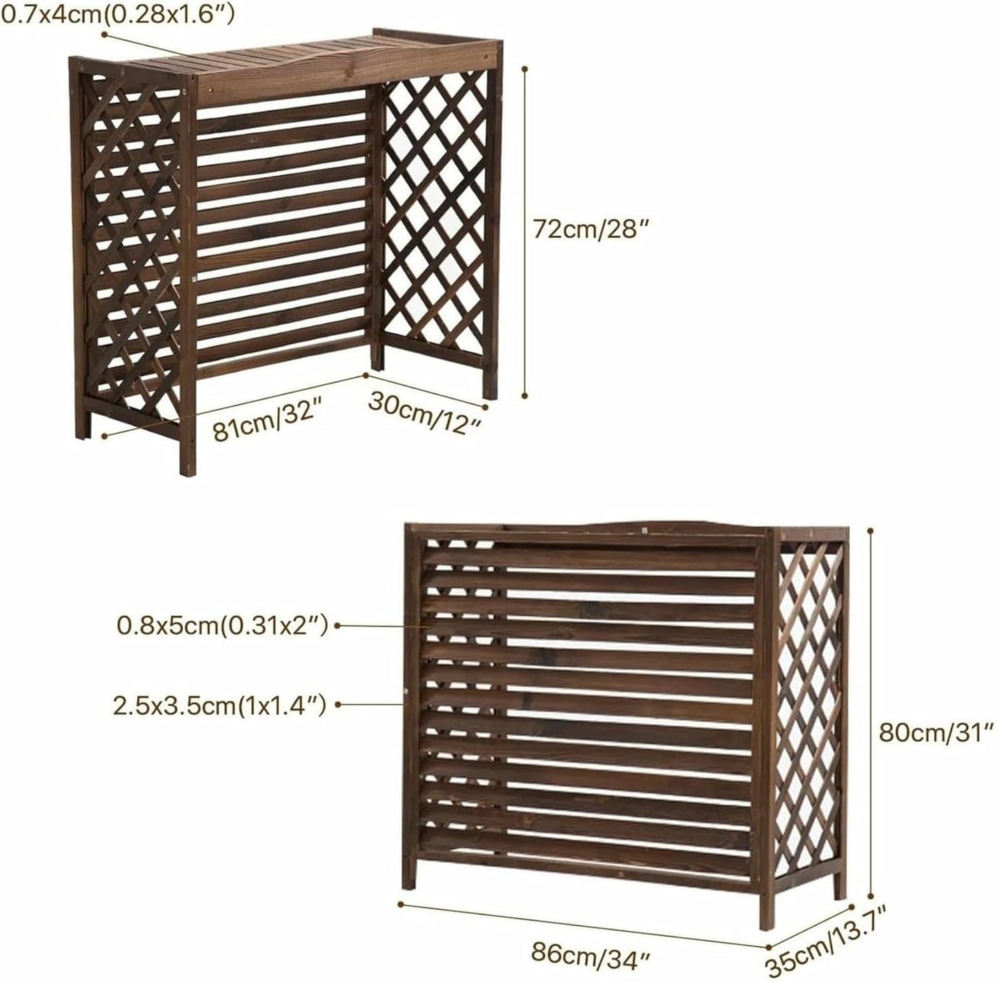 Solid Wood Air Conditioner Cover Privacy Screen Fence,Louvered Air Conditioner Outdoor Unit Waterproof Plant Stand,Hidden Trash Can Shell (Size : 103x44x93cm)