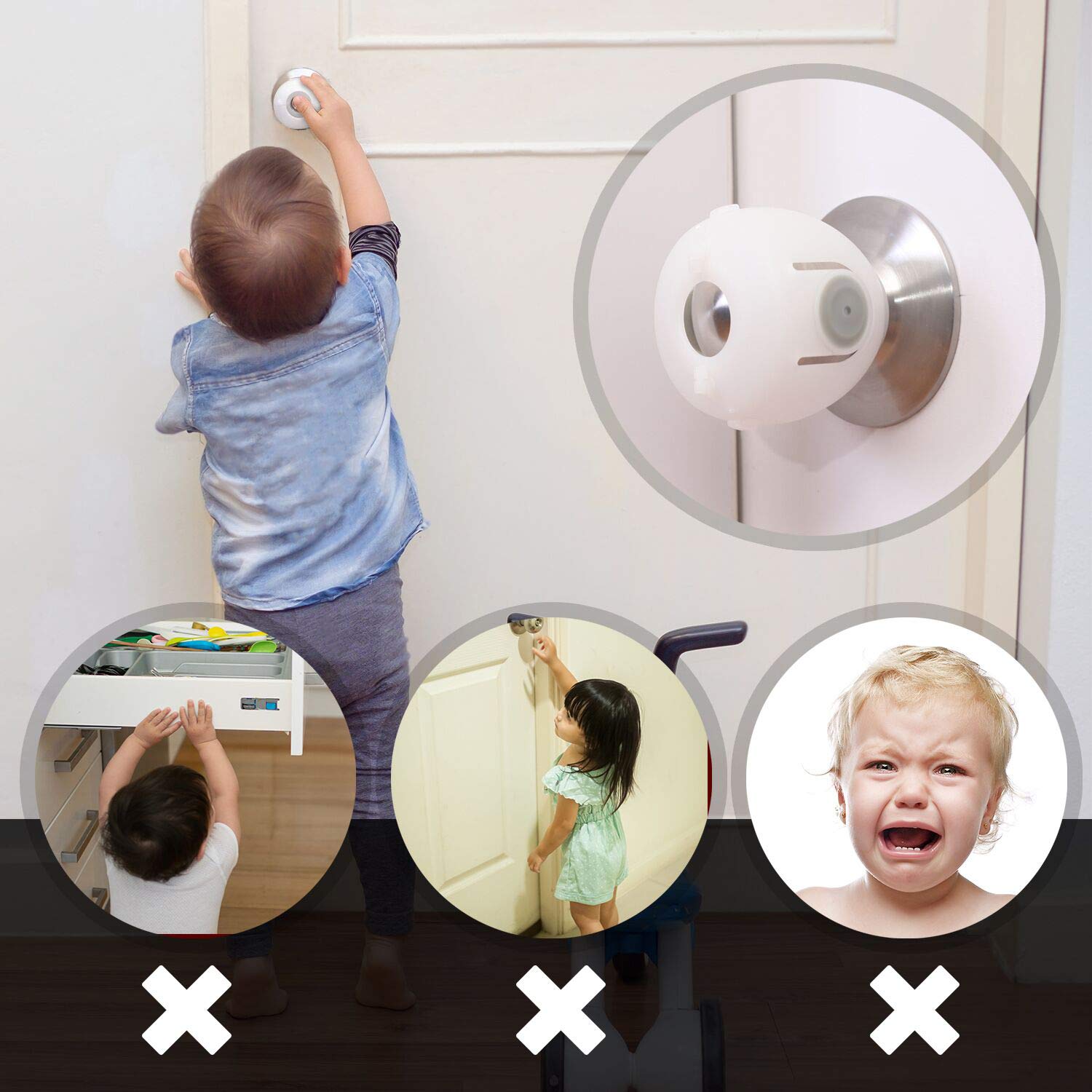 Mom's Choice Gold Awards Winner - EUDEMON 4 Pack Baby Safety Door Knob