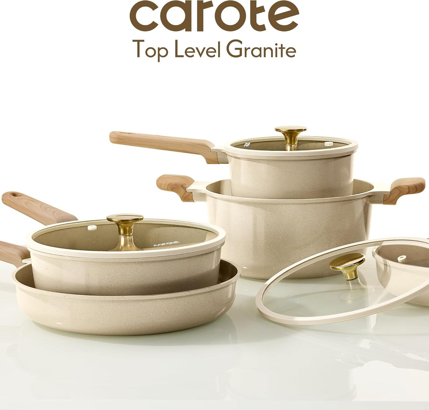 CAROTE 14Pcs Pots and Pans Set Non stick, Ceramic Cookware Set, Non-to