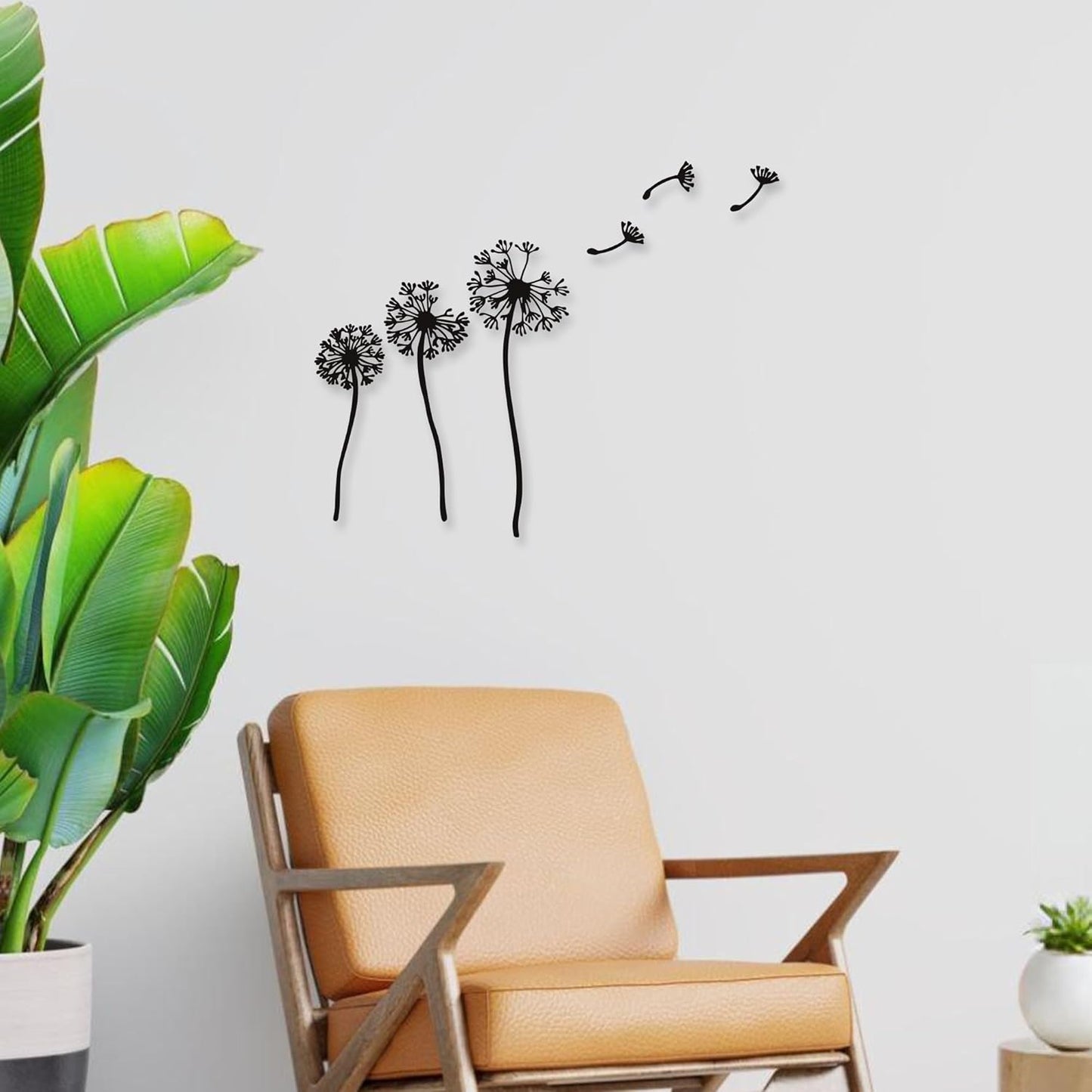 Rajukit Dandelion Wall Art Set of 6 – Rustic Metal Flowers Wall Decor with 3 Dandelions & 3 Seeds, Zen Garden & Laundry Room Sculpture – Waterproof Wall Decor (21.6''x17'')