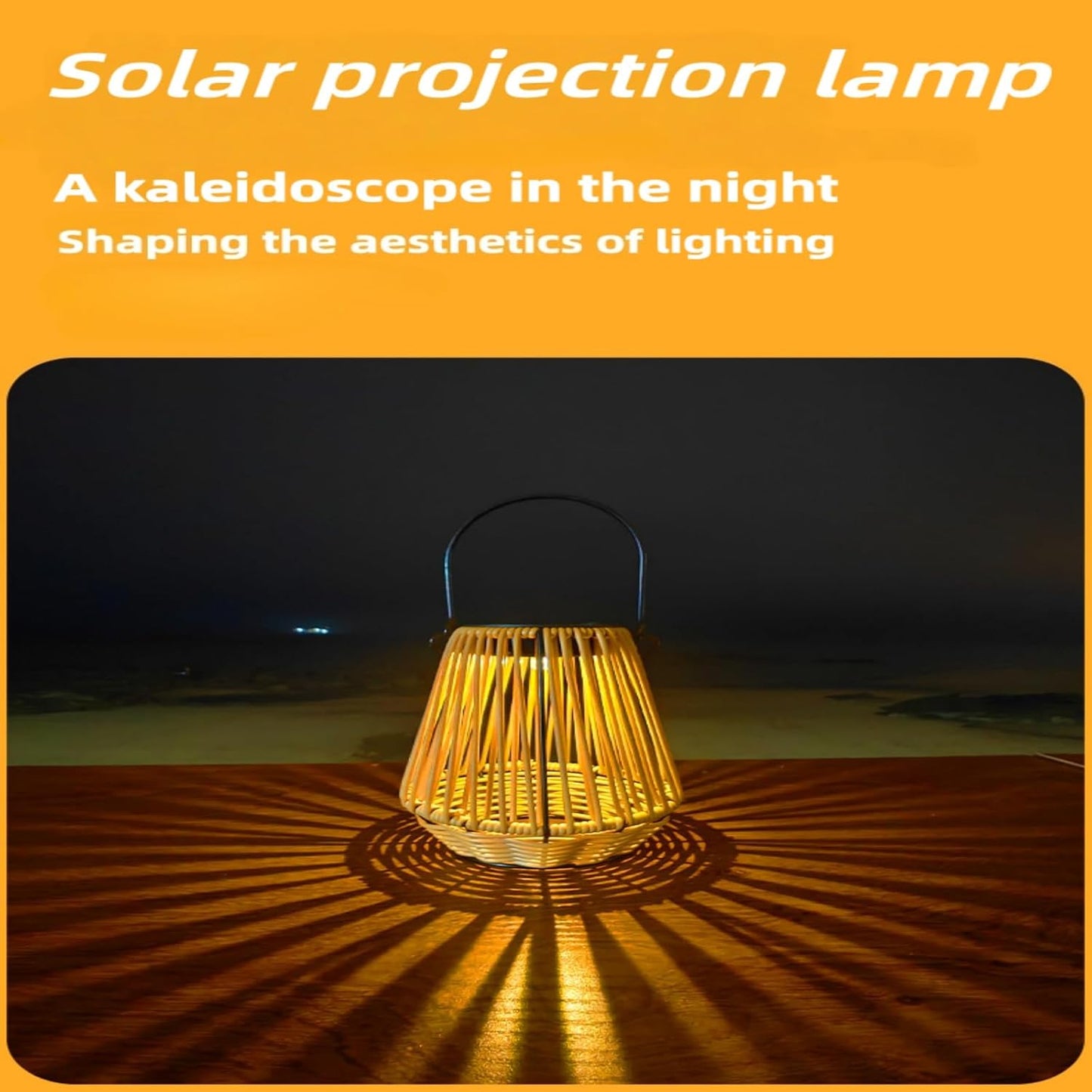 Solar Garden Lantern, Woven Rattan Wicker Outdoor Hanging Light, Chinese Retro Style Decorative Lantern for Balcony, Solar Powered Night Light (Beige (5.3in * 5.3in * 10.2in))