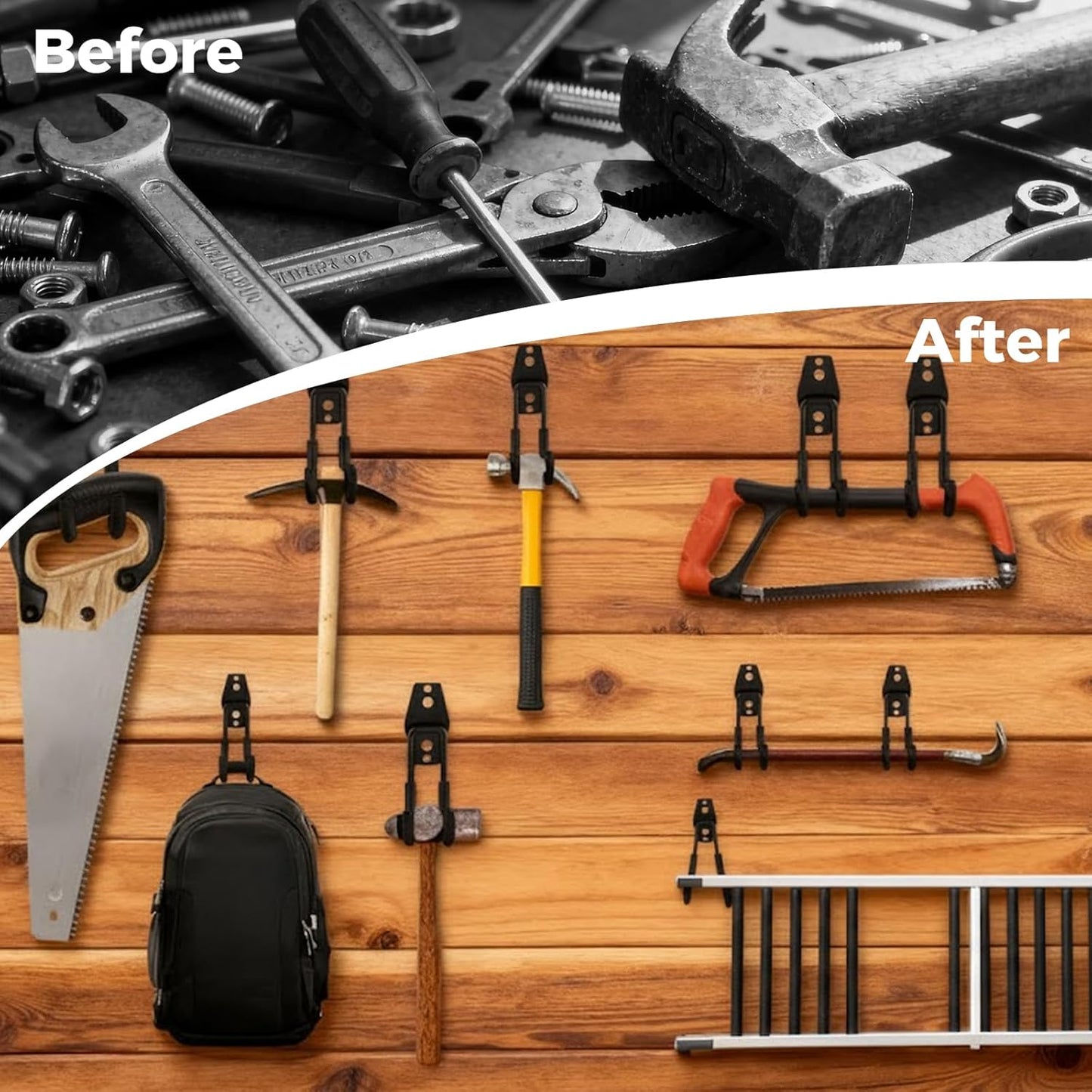 Garage Hooks Heavy Duty - 16 Pack Garage Storage Hooks Anti-Slip Coating Wall Mount Hook for Hanging Ladders Bikes Garden Tools Hose