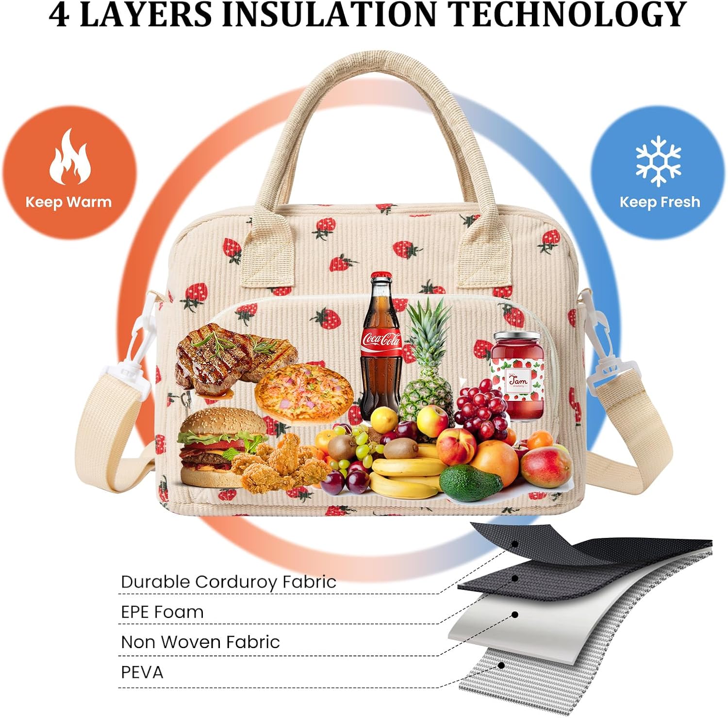 MEXS Insulated Lunch Bag for Women Men Large Reusable Lunch Box Adult 
