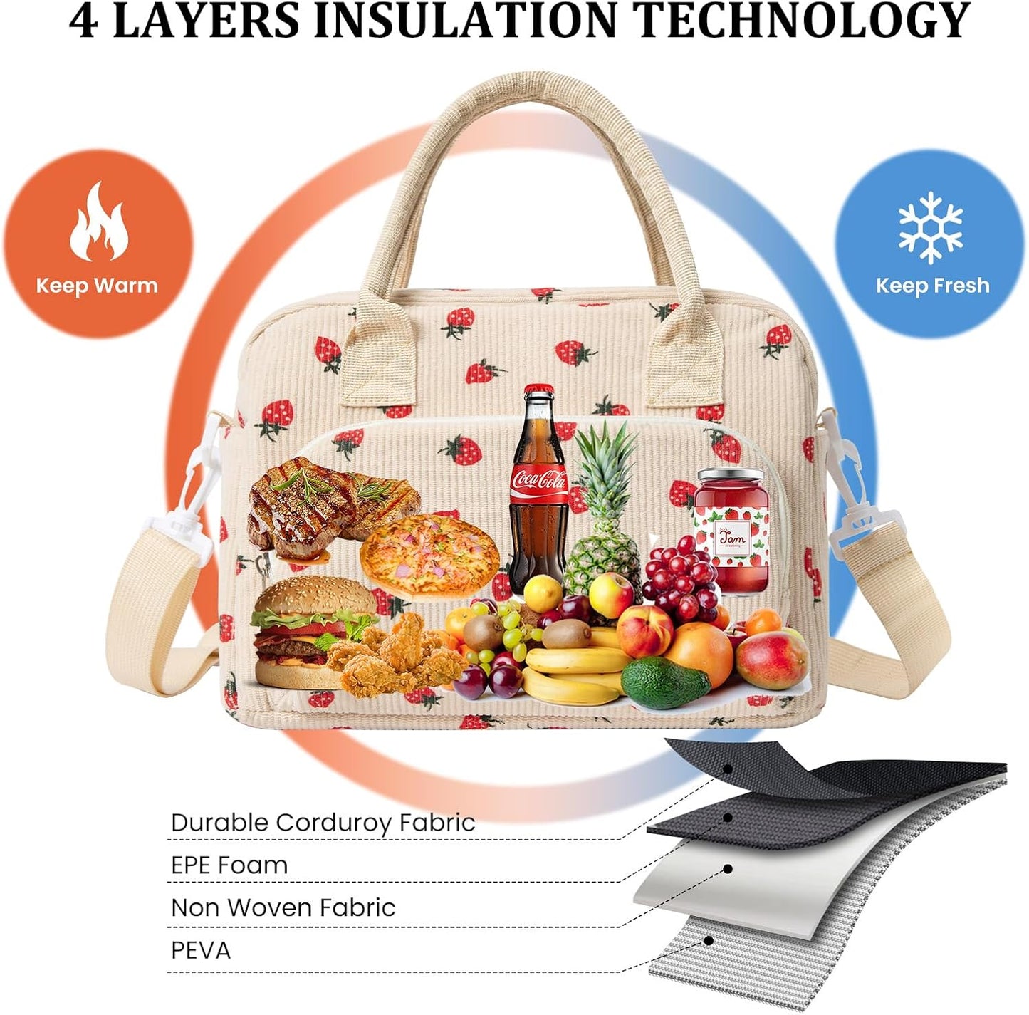 MEXS Insulated Lunch Bag for Women Men Large Reusable Lunch Box Adult Leakproof Portable Cooler Tote Bags for Work Picnic