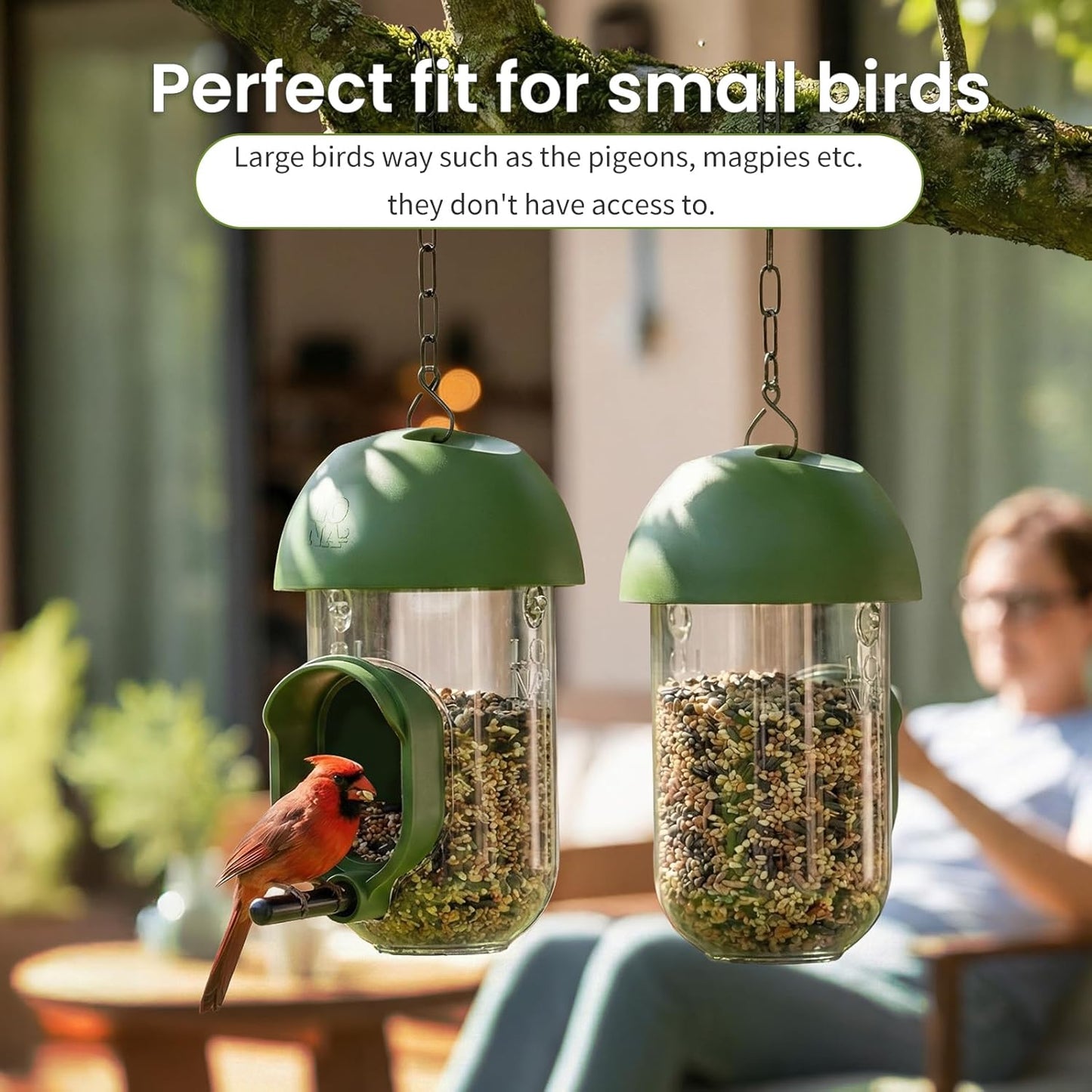 LONA Bird Feeders for Outdoors 2 Pack, Tube Birds Feeder Weatherproof with Multiple Hanging Methods, Wild Feeding Silo for Outside, 1 Port