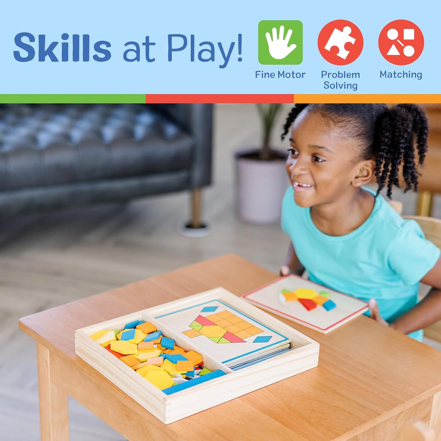 Melissa & Doug Pattern Blocks and Boards with 120 Multi-Colored Wooden