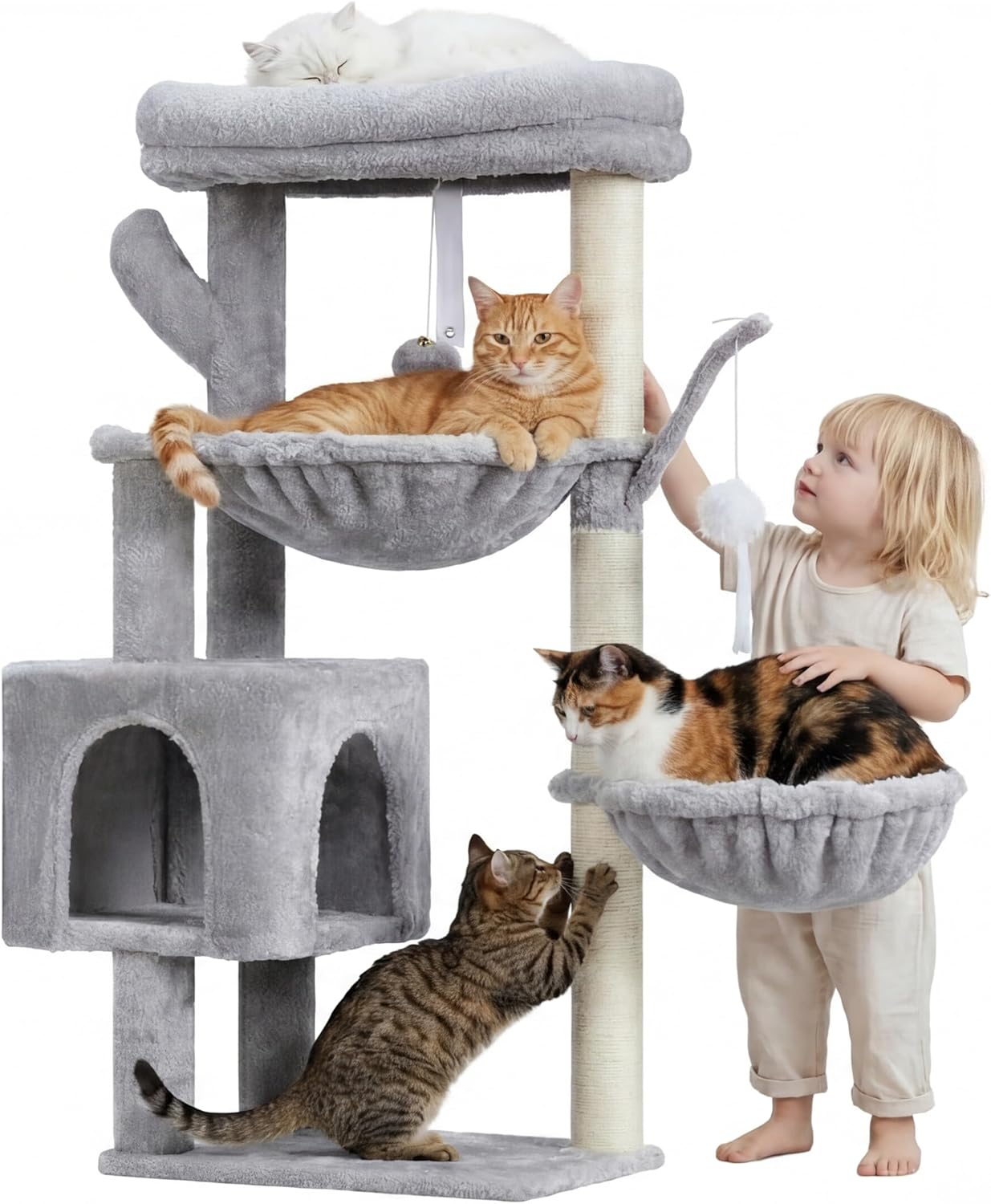 Heybly Cat Tree, 39.4 Inches Tower Condo with Scratching Post, Cat Tow