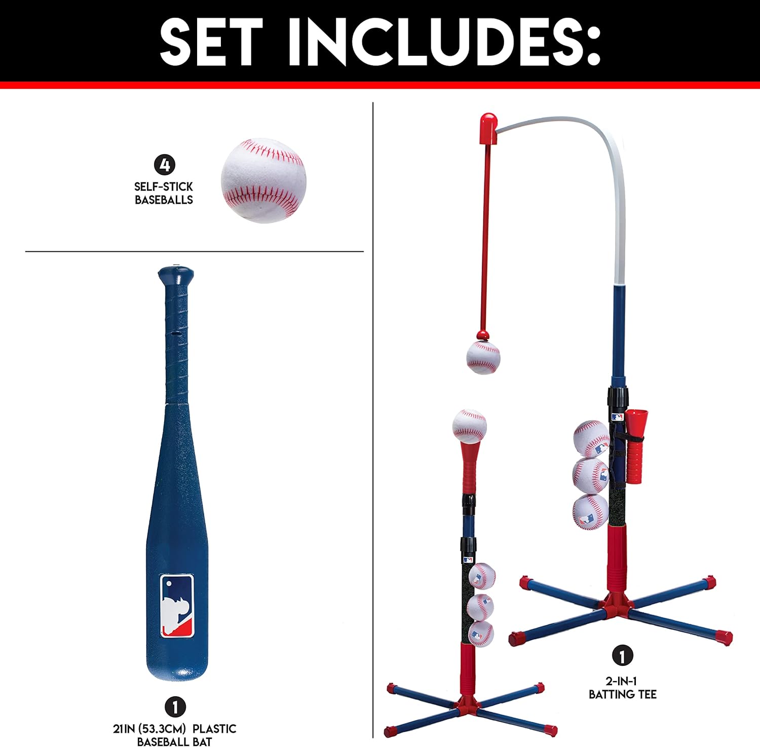 Franklin Sports Grow-with-Me Kids Baseball Batting Tee + Stand Set for