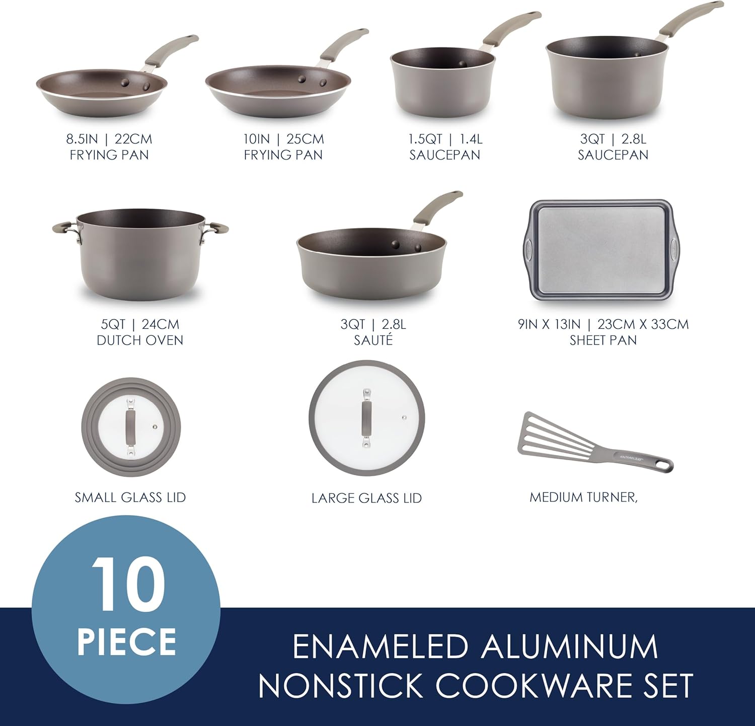 Rachael Ray Cook + Create Nonstick Cookware/Pots and Pan Set, 10 Piece
