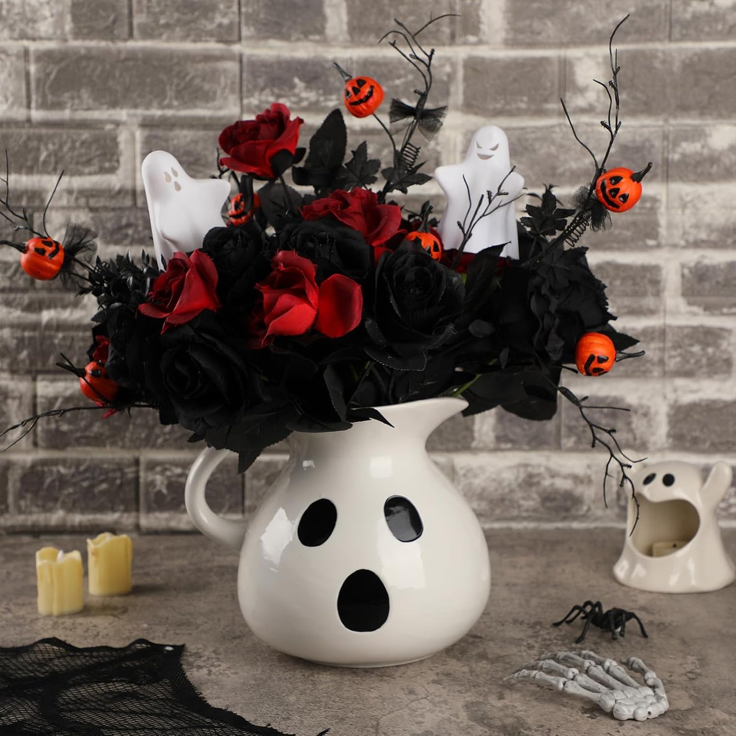 Large Halloween Ghost Vase 11 Inch White Ghost Planter Bucket Pot Cute Gothic Style Decorative Vase Halloween Centerpiece Gift for Flowers Home Display Stand Decoration