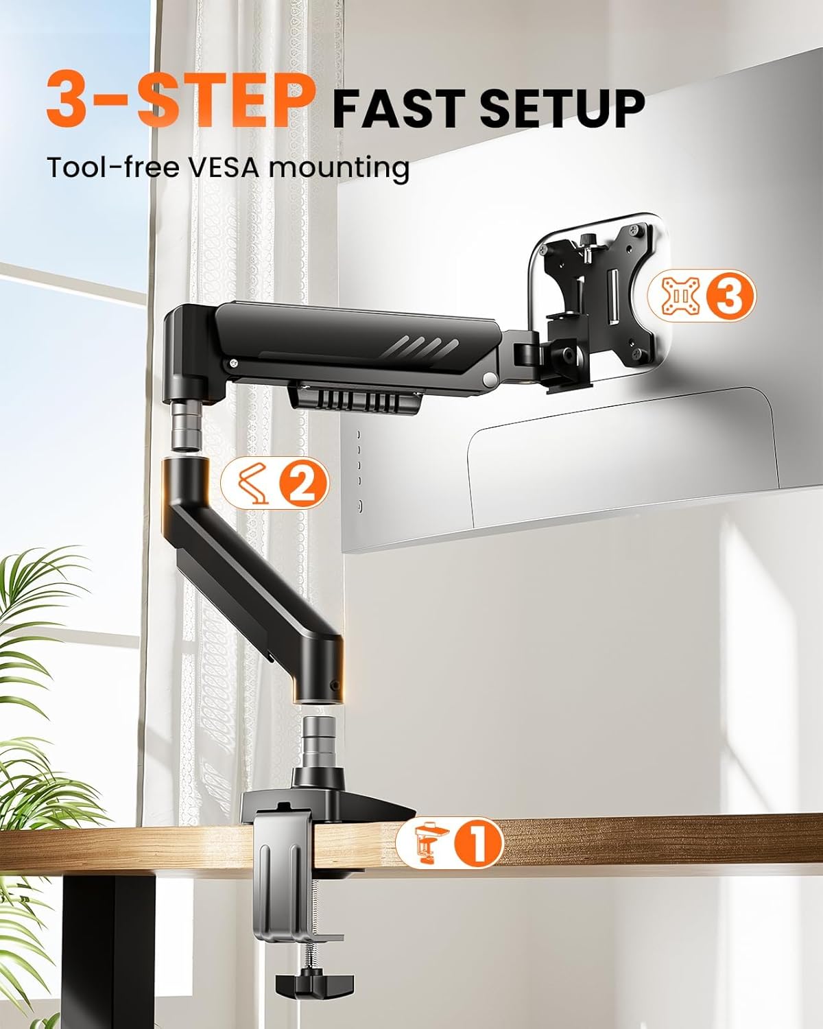 ErGear Single Monitor Arm, Fully Adjustable Monitor Mount for 13–34 In