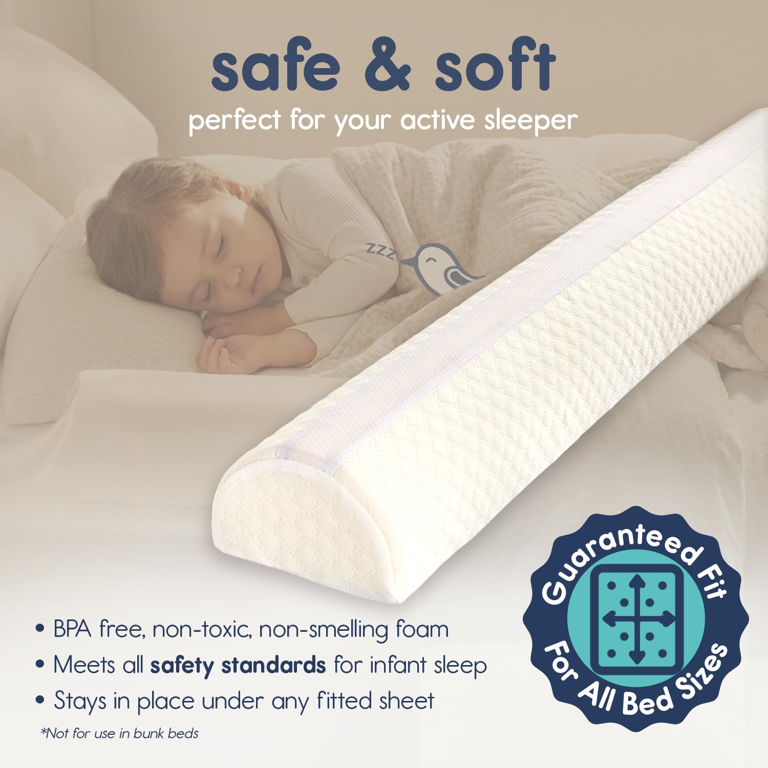 Hiccapop [1-Pack] Toddler Bed Rail Bumper, Bed Bumper for Toddlers, Ki